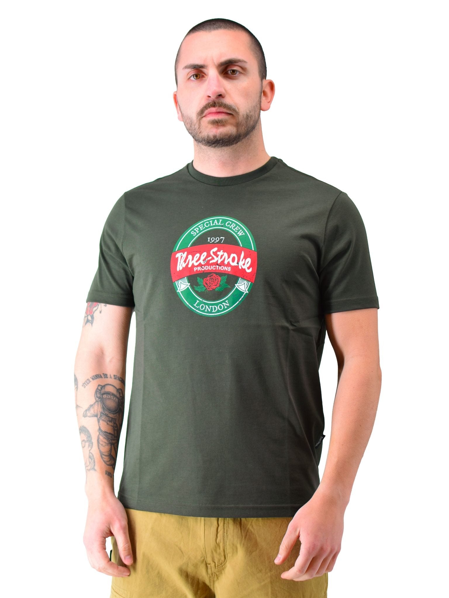 027 SS26 Special Crew T-Shirt Three Stroke - Olive