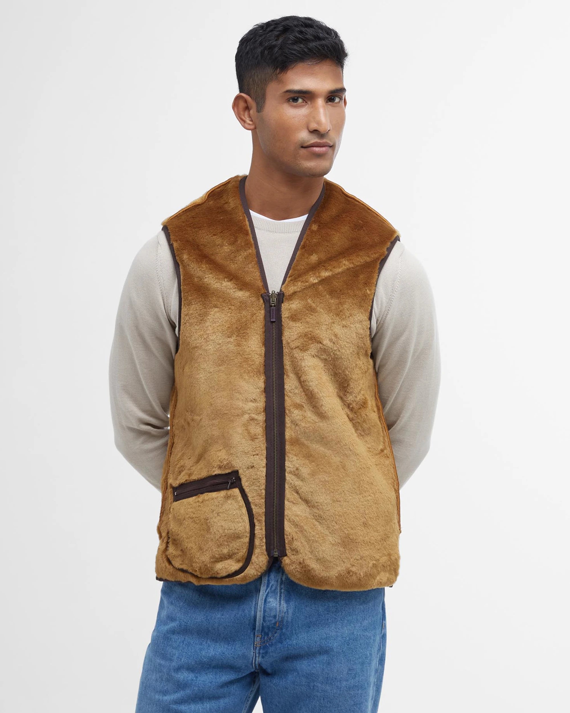Warm Pile Waistcoat Zip AW25 Barbour - Brown