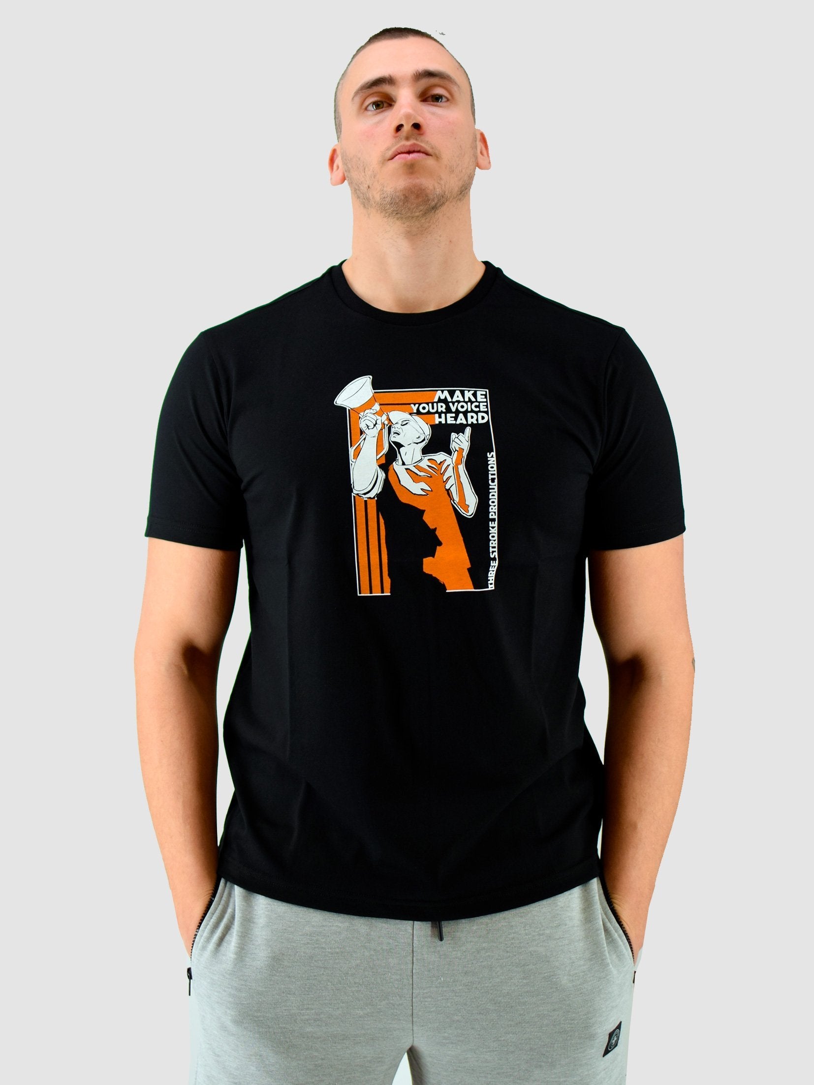 048 SS25 Voice T-Shirt Three Stroke - Black