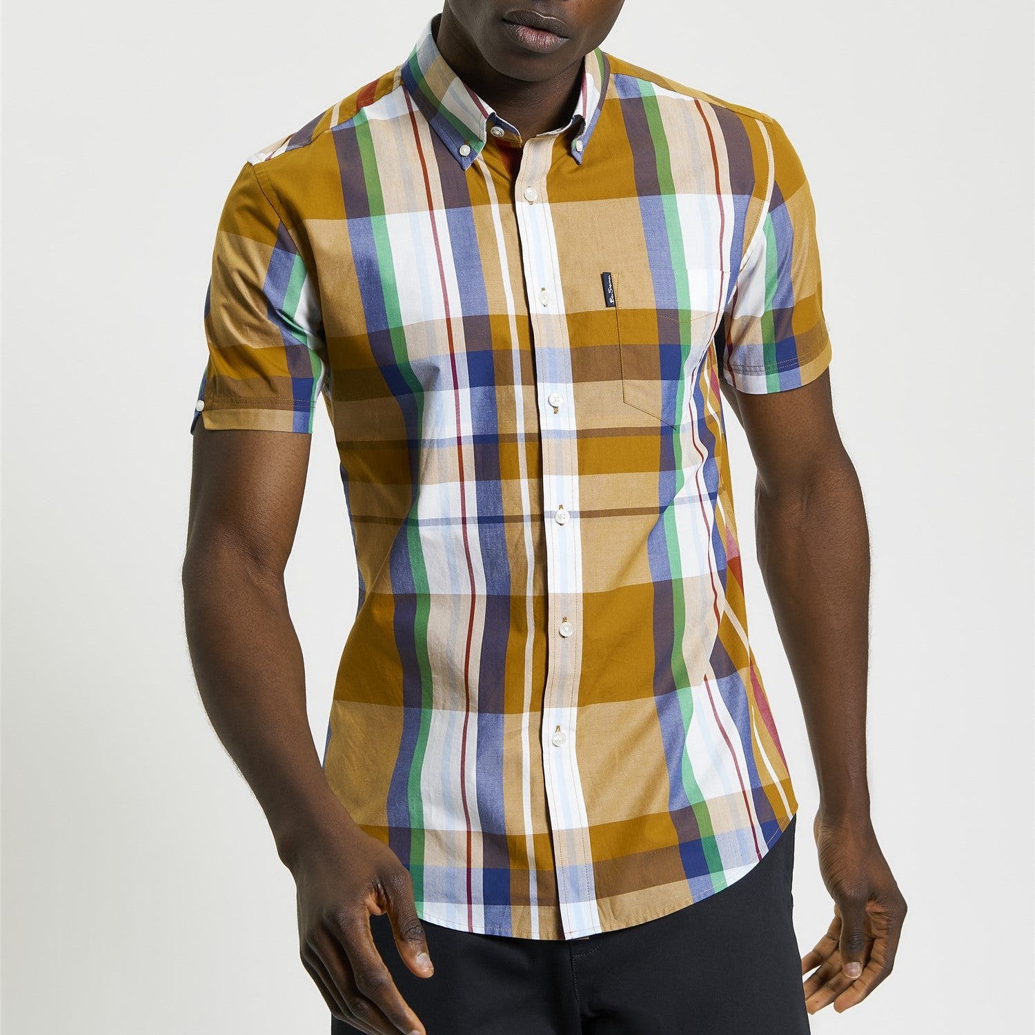 Short Sleeve Large Madras Check Shirt Ben Sherman - Caramel