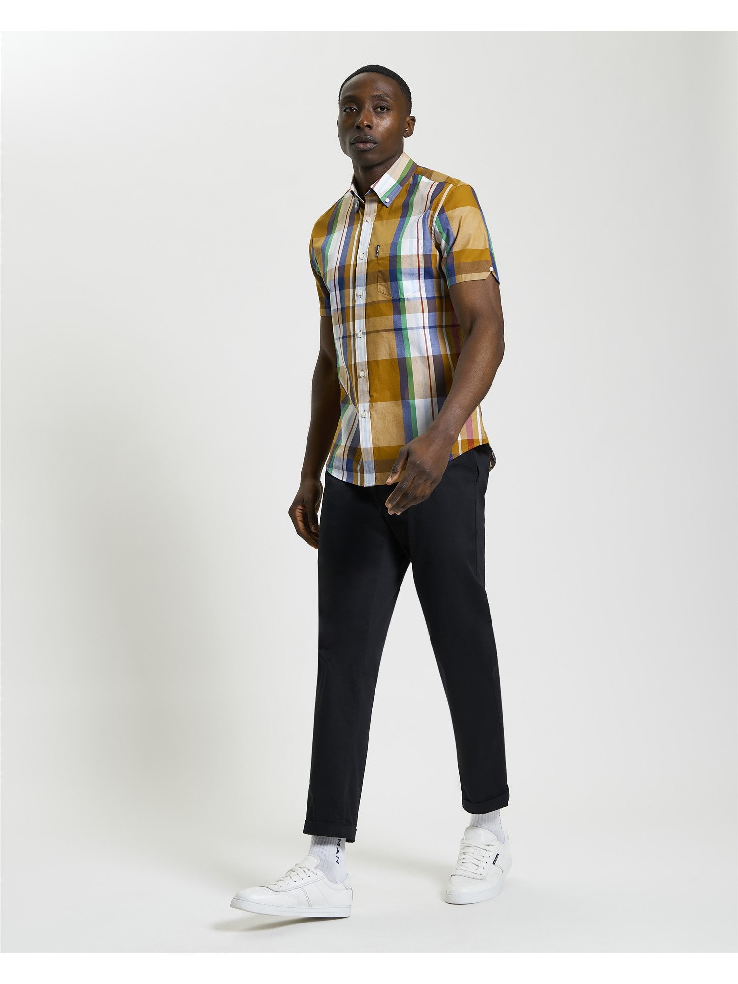 Short Sleeve Large Madras Check Shirt Ben Sherman - Caramel