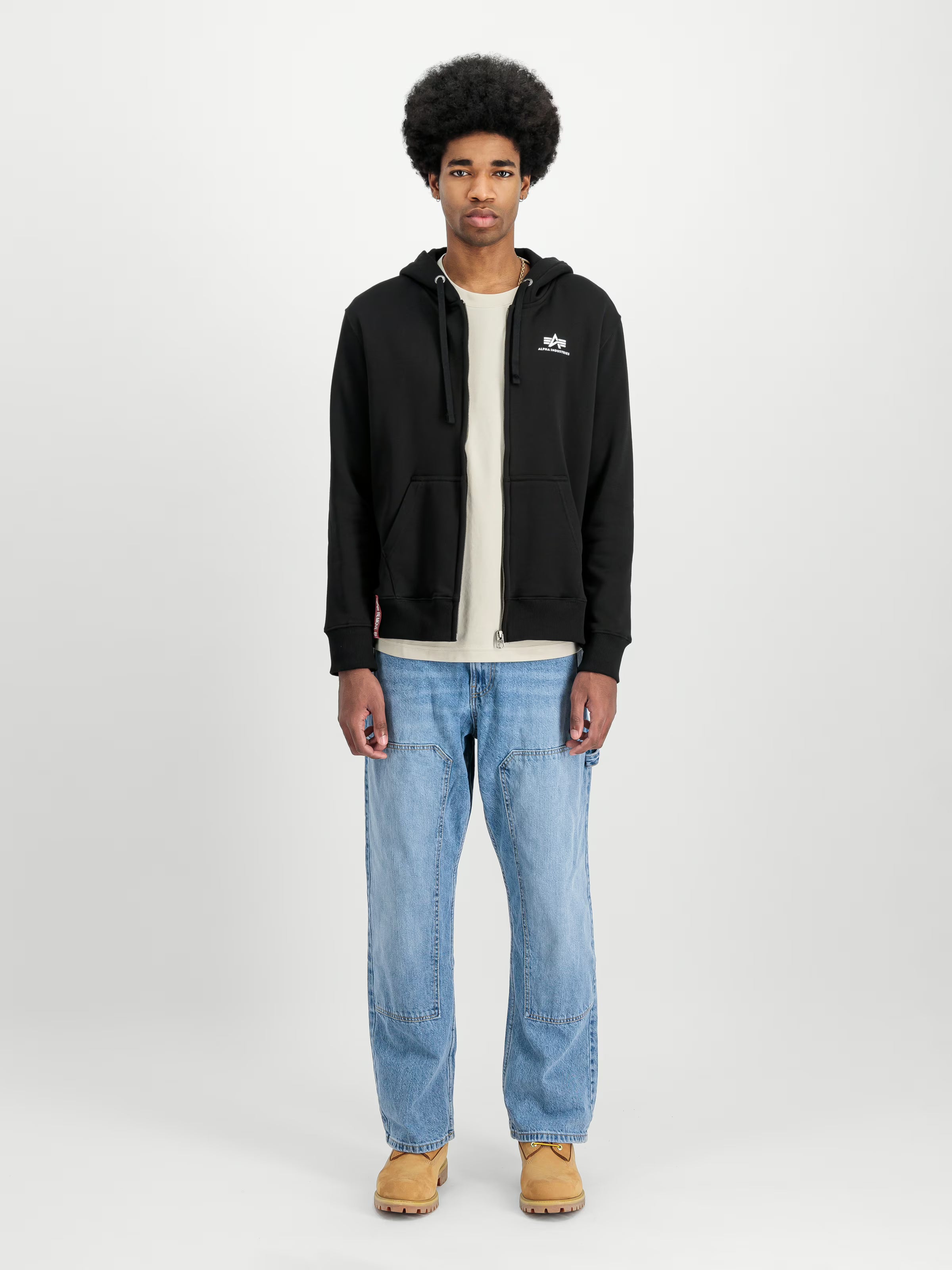 Basic Small Logo Zip Hoodie Alpha Industries AW25 - Black
