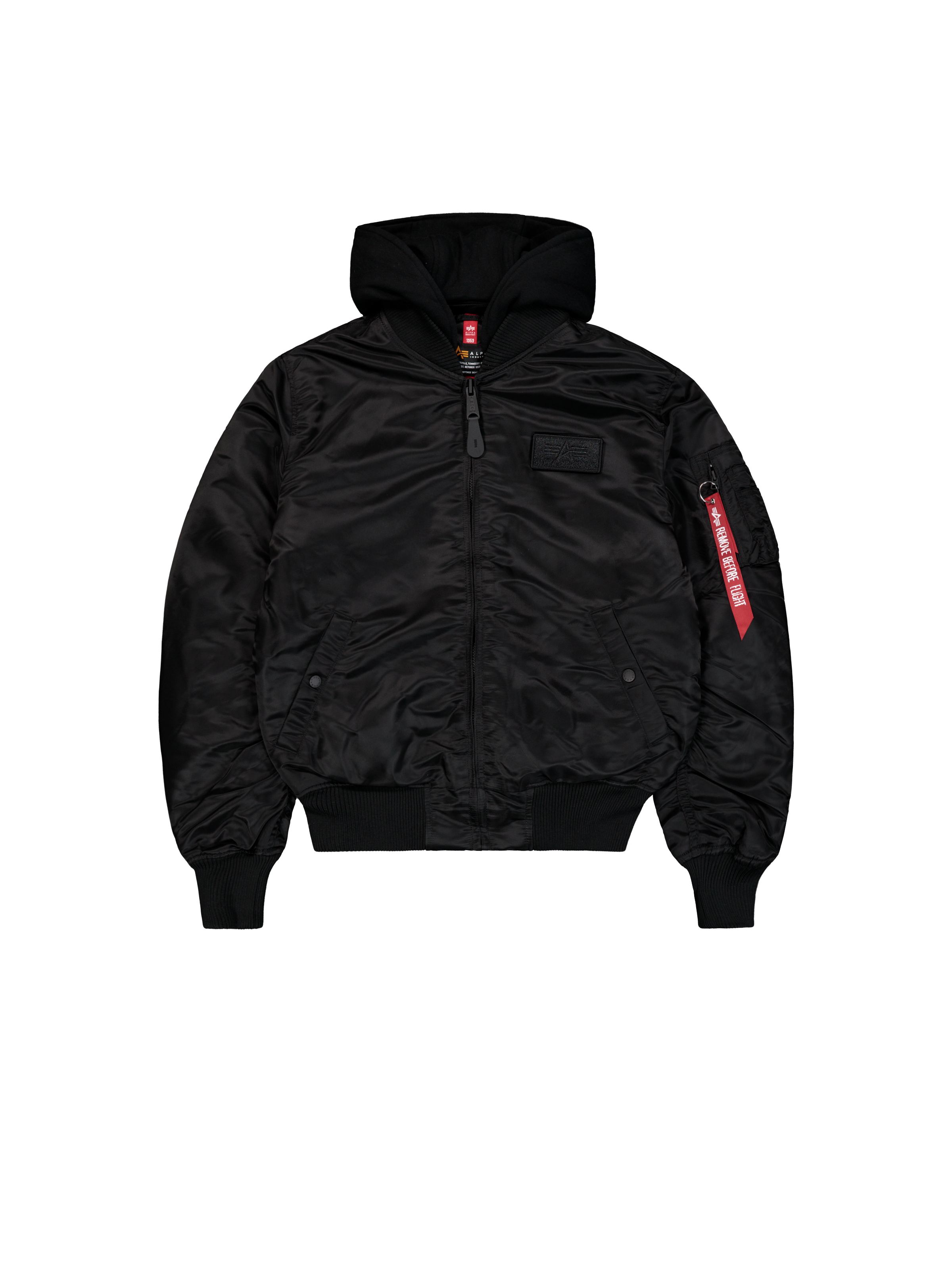 MA-1  ZH Zip Hood Backprint Bomber Jacket Alpha Industries AW25 - Black / White