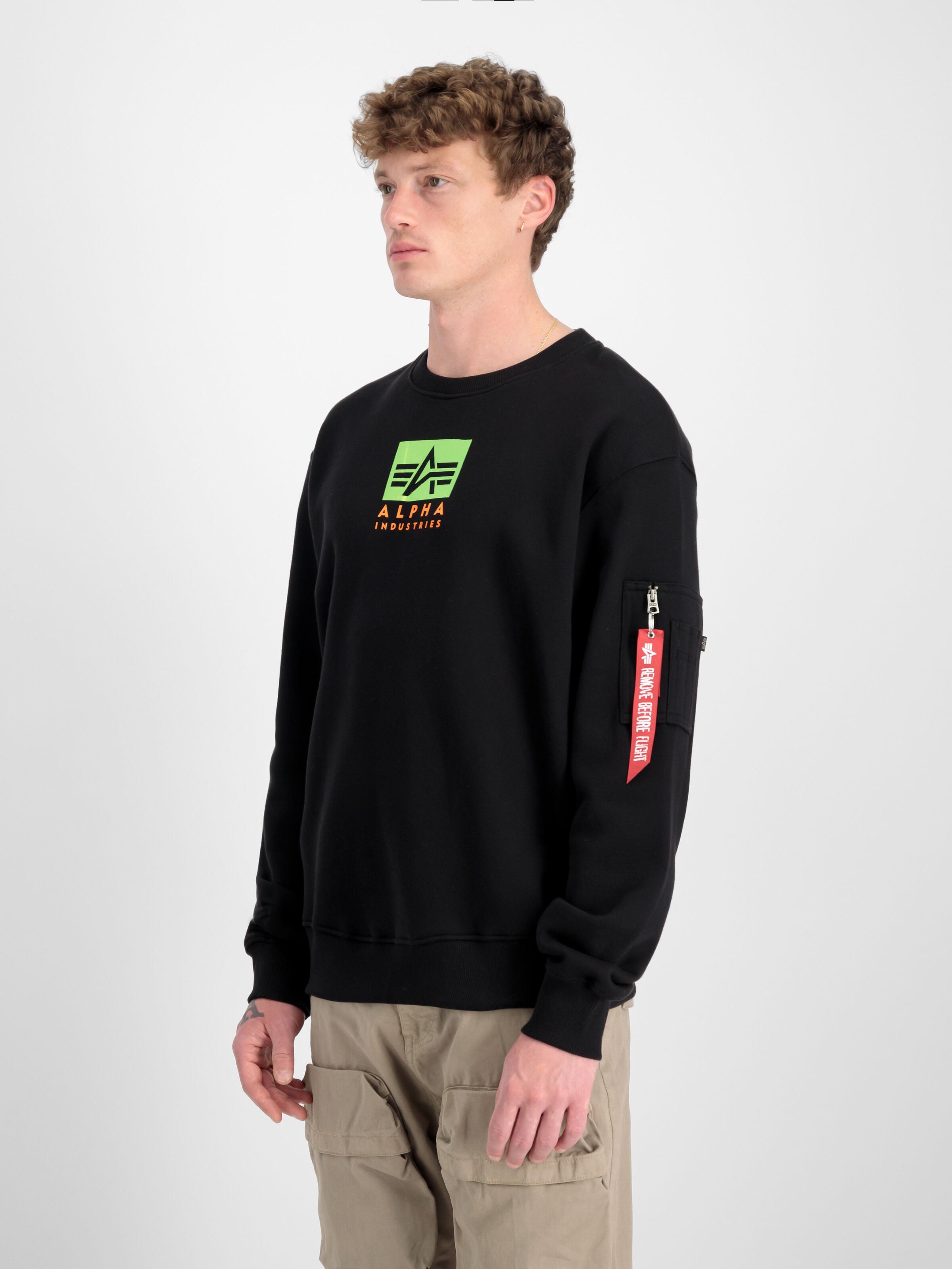 Satin Logo Sweatshirt Alpha Industries AW25 - Black