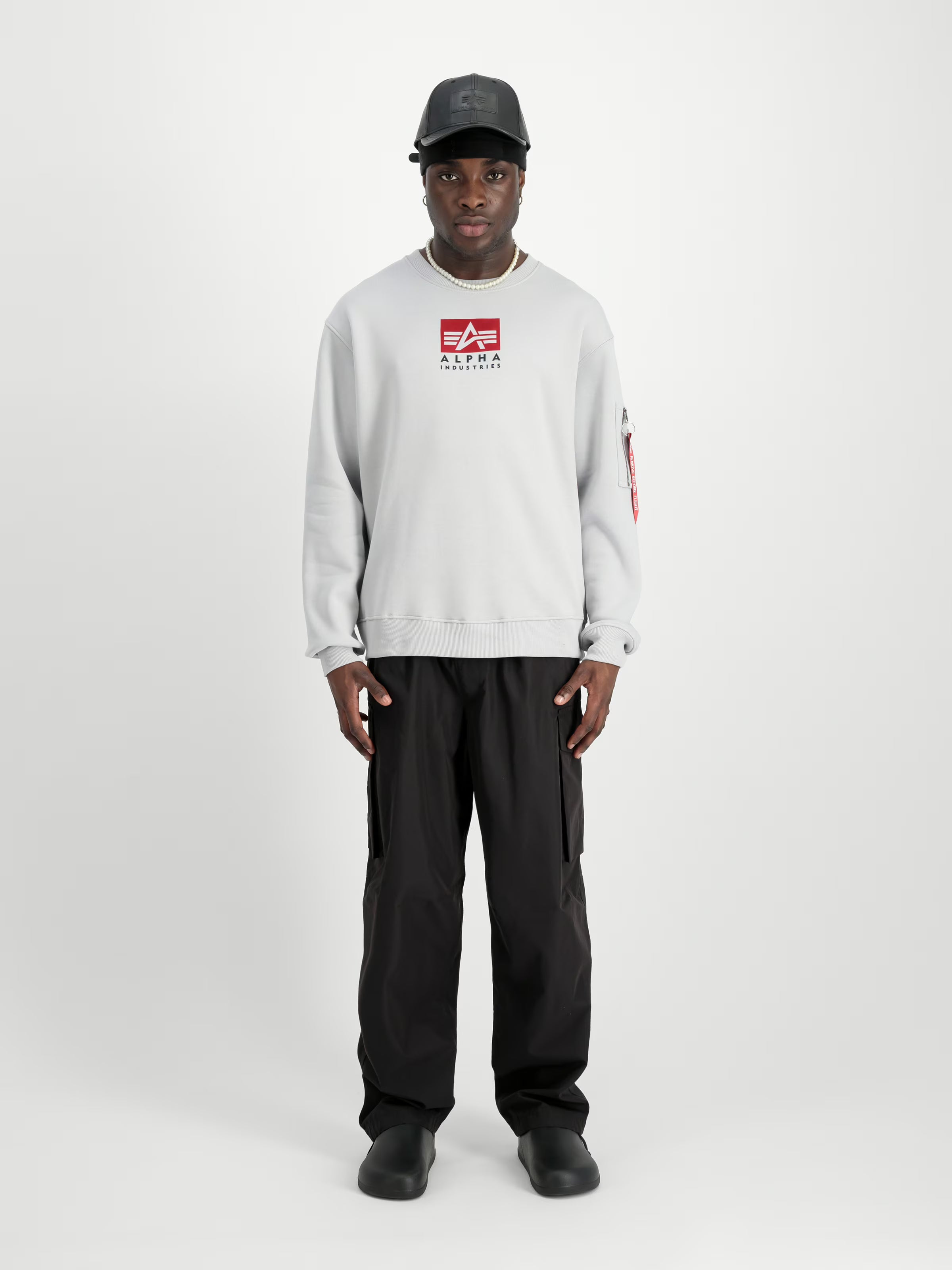 Satin Logo Sweatshirt Alpha Industries AW25 - Pastel Grey