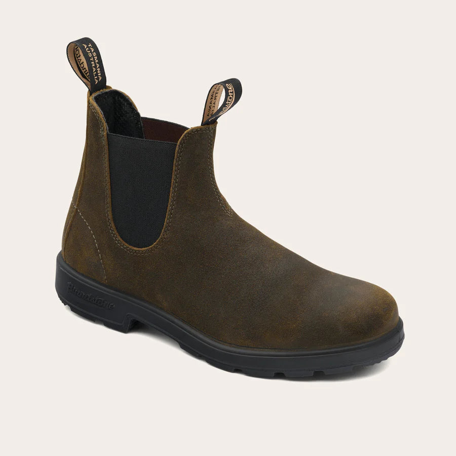 1615 Dark Olive Chelsea Boot Waxed Suede Leather FW25 Blundstone - Dark Olive Suede