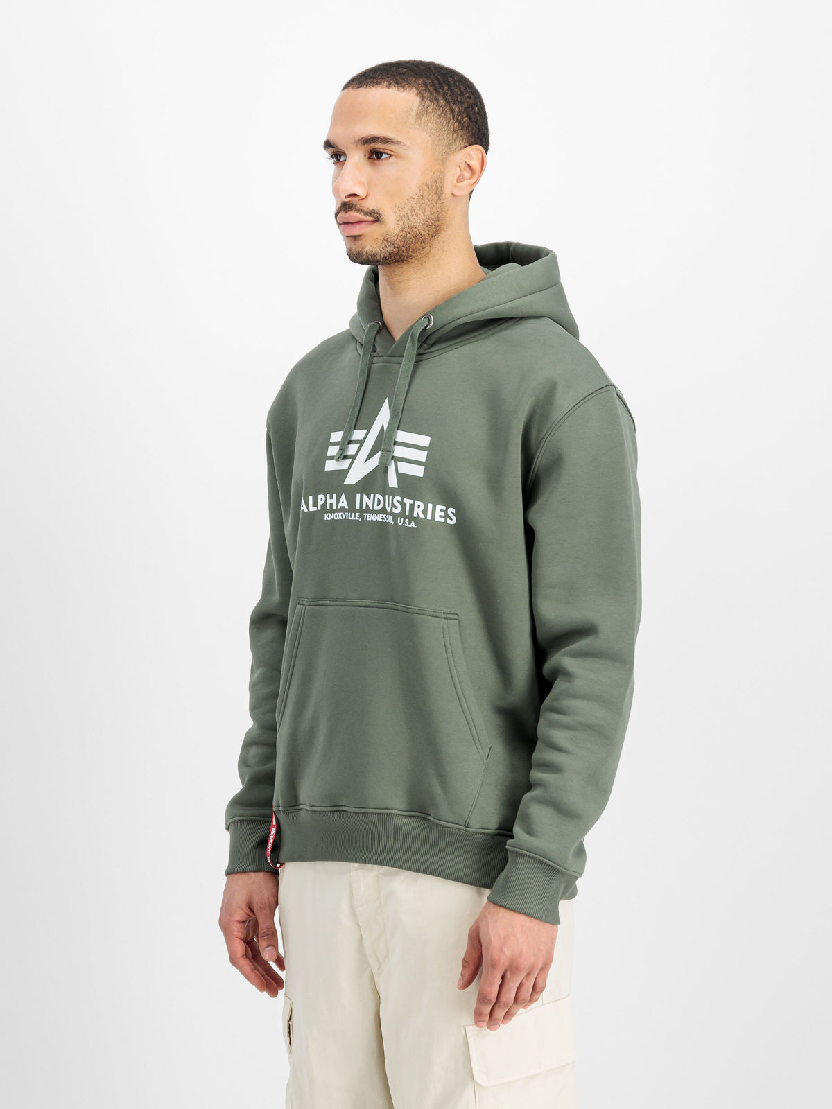 Alpha Industries – Basic Big Logo Hoodie – Dark Olive