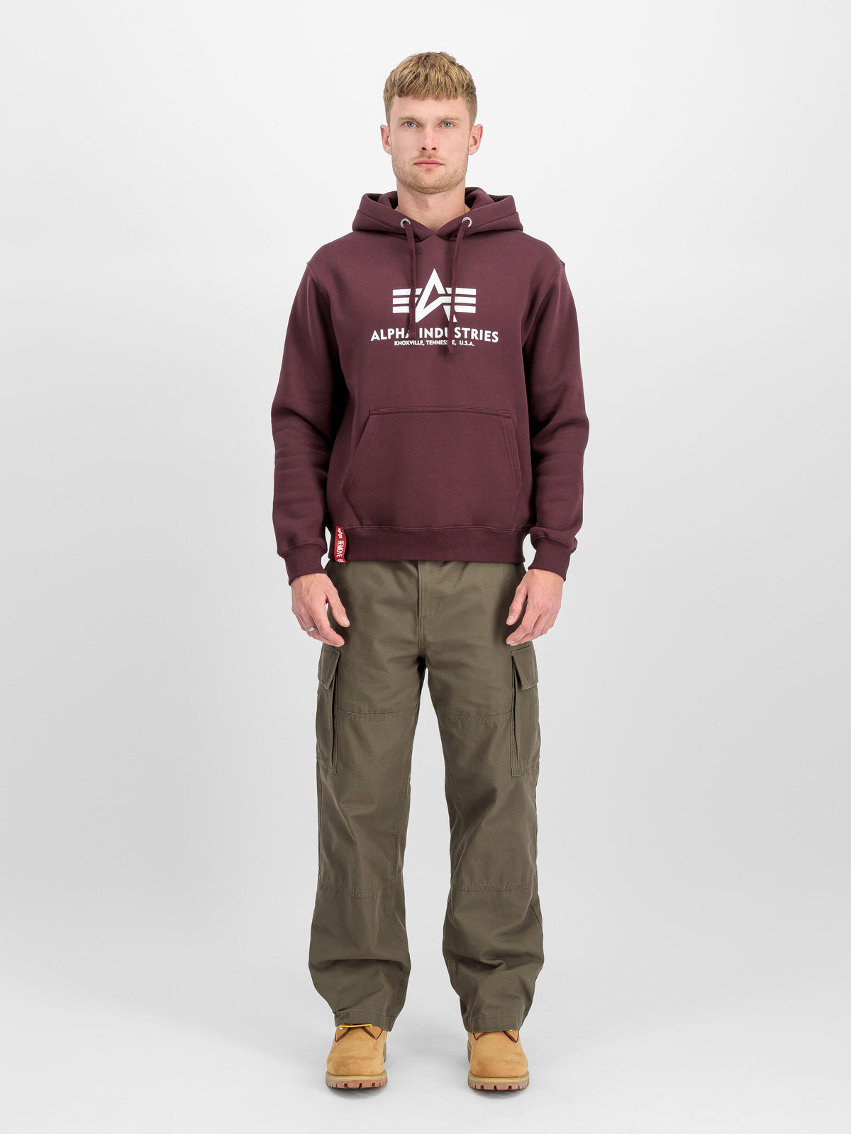 Alpha Industries – Basic Big Logo Hoodie – Deep Maroon