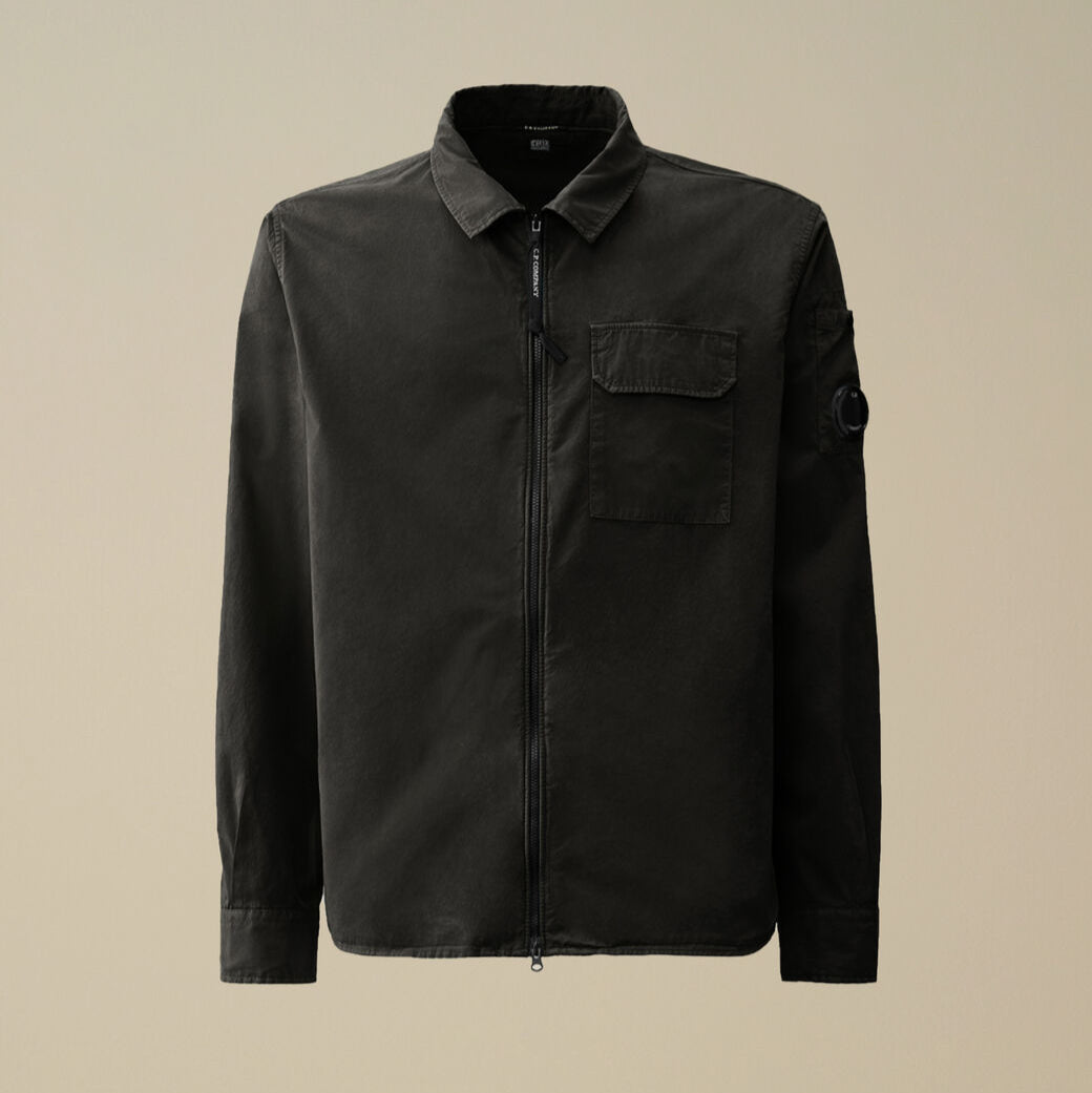 Organic Gabardine Full Zip Overshirt C.P. Company® - Black