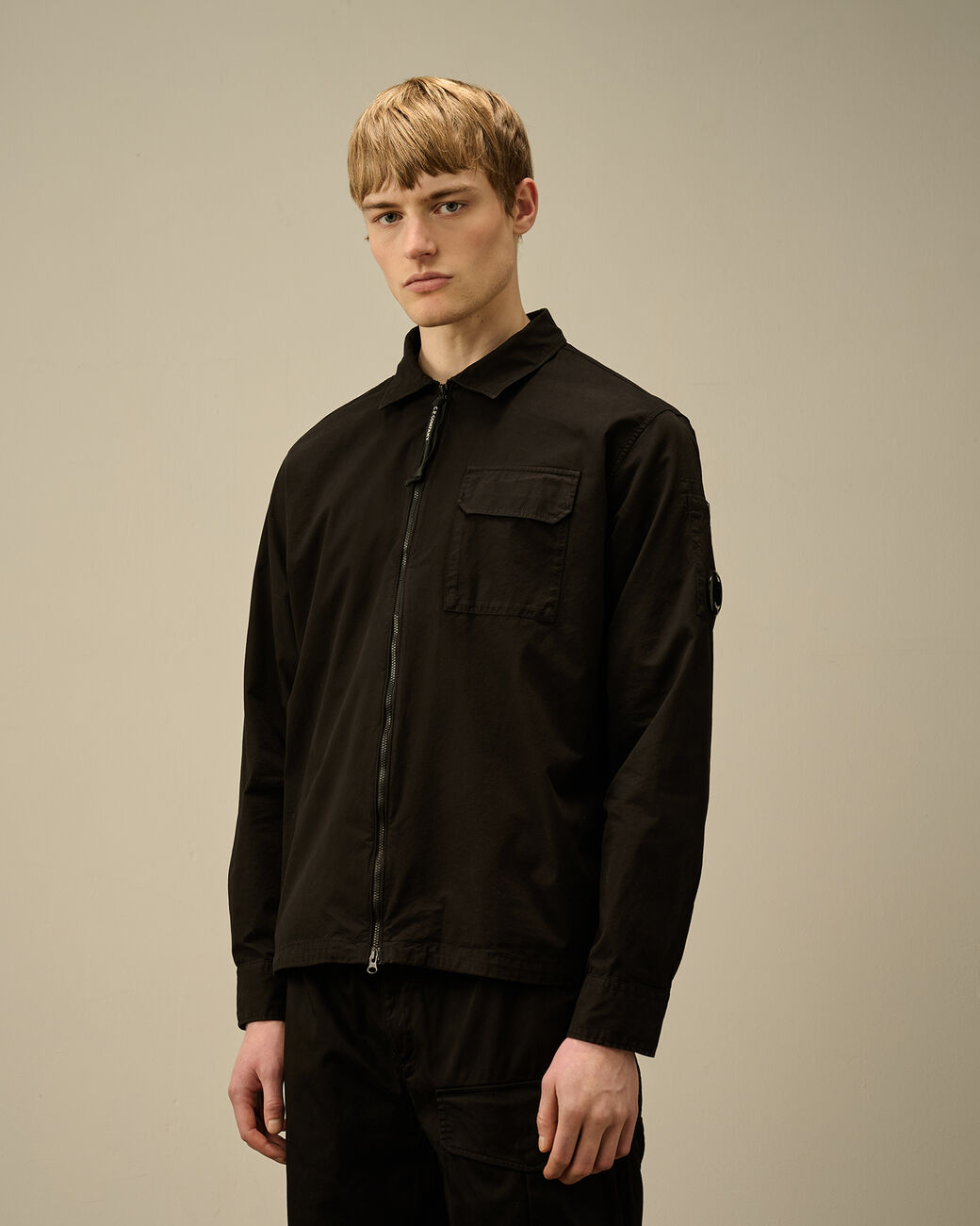 Organic Gabardine Full Zip Overshirt C.P. Company® - Black