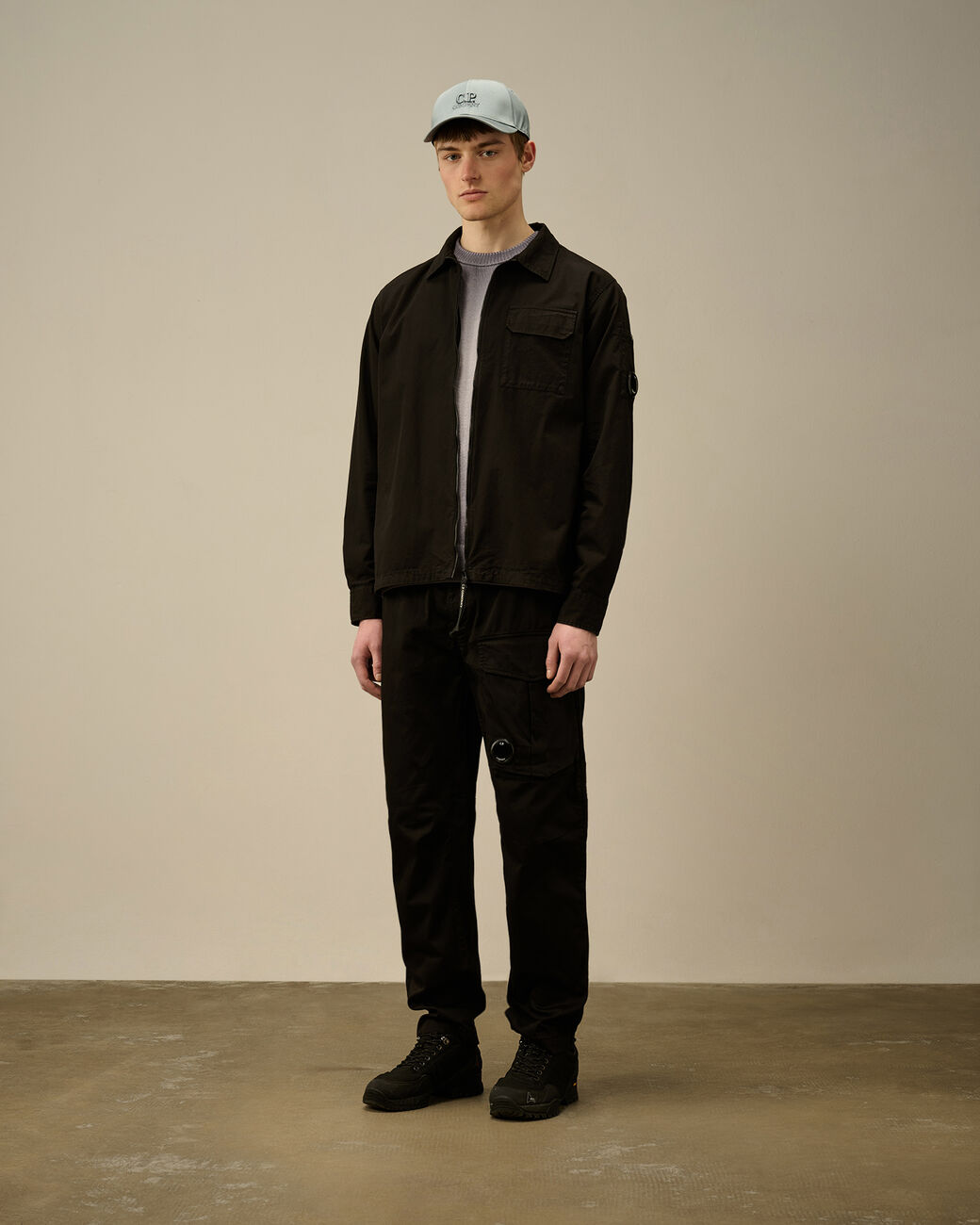 Organic Gabardine Full Zip Overshirt C.P. Company® - Black
