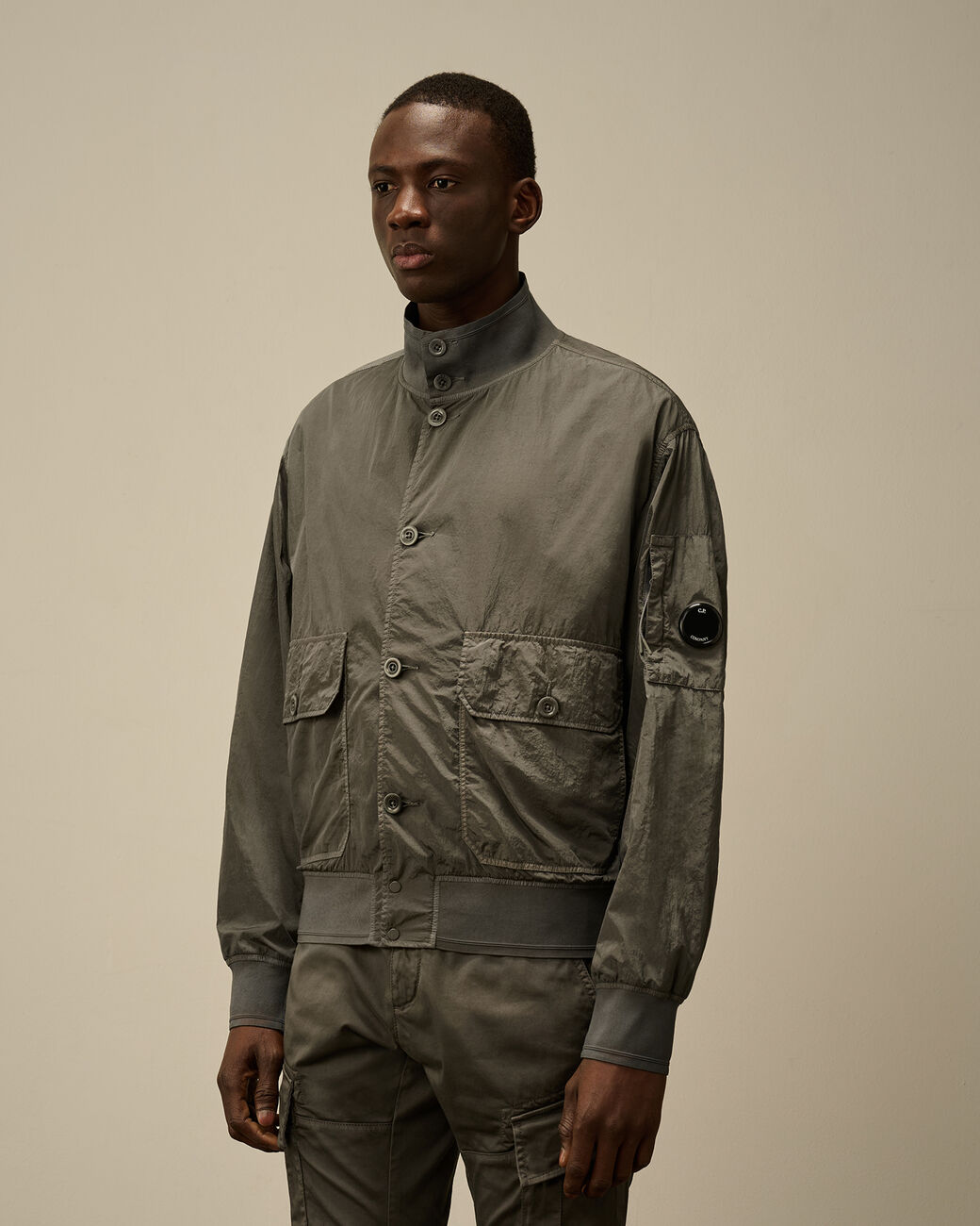 Chrome-R Full Button Jacket C.P. Company® - Smoked Pearl