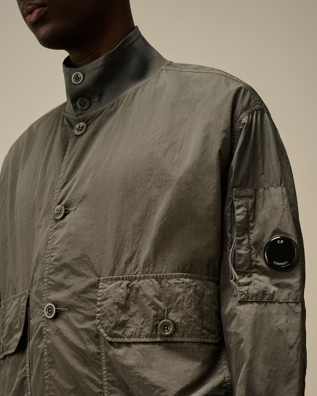 Chrome-R Full Button Jacket C.P. Company® - Smoked Pearl
