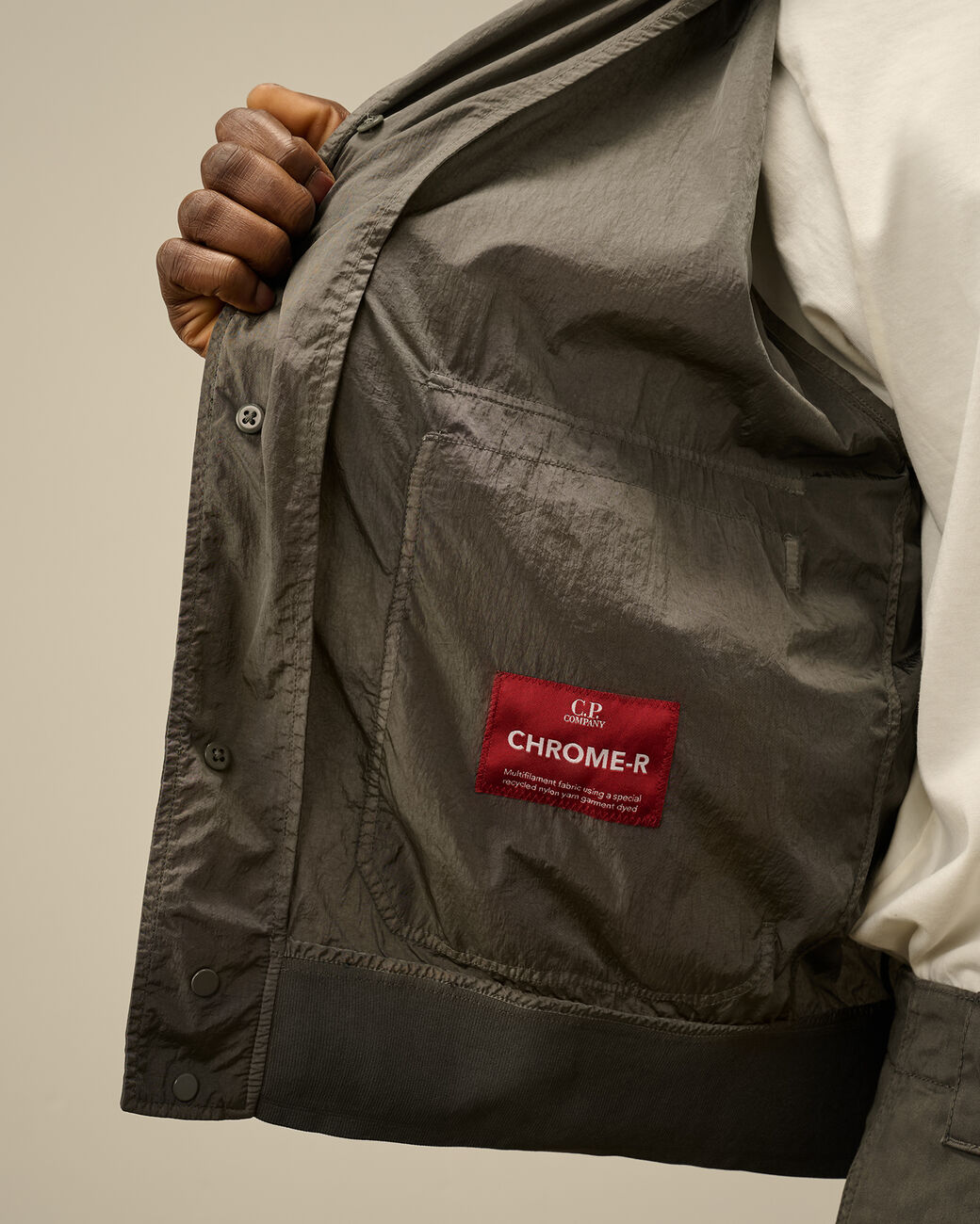 Chrome-R Full Button Jacket C.P. Company® - Smoked Pearl