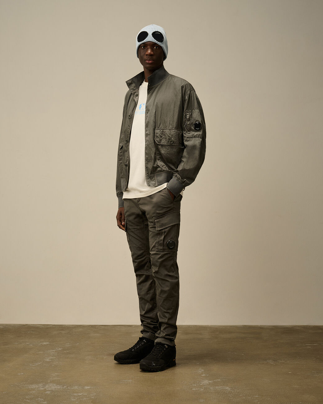 Stretch Satin Cargo Lens Pants C.P. Company® - Smoked Pearl