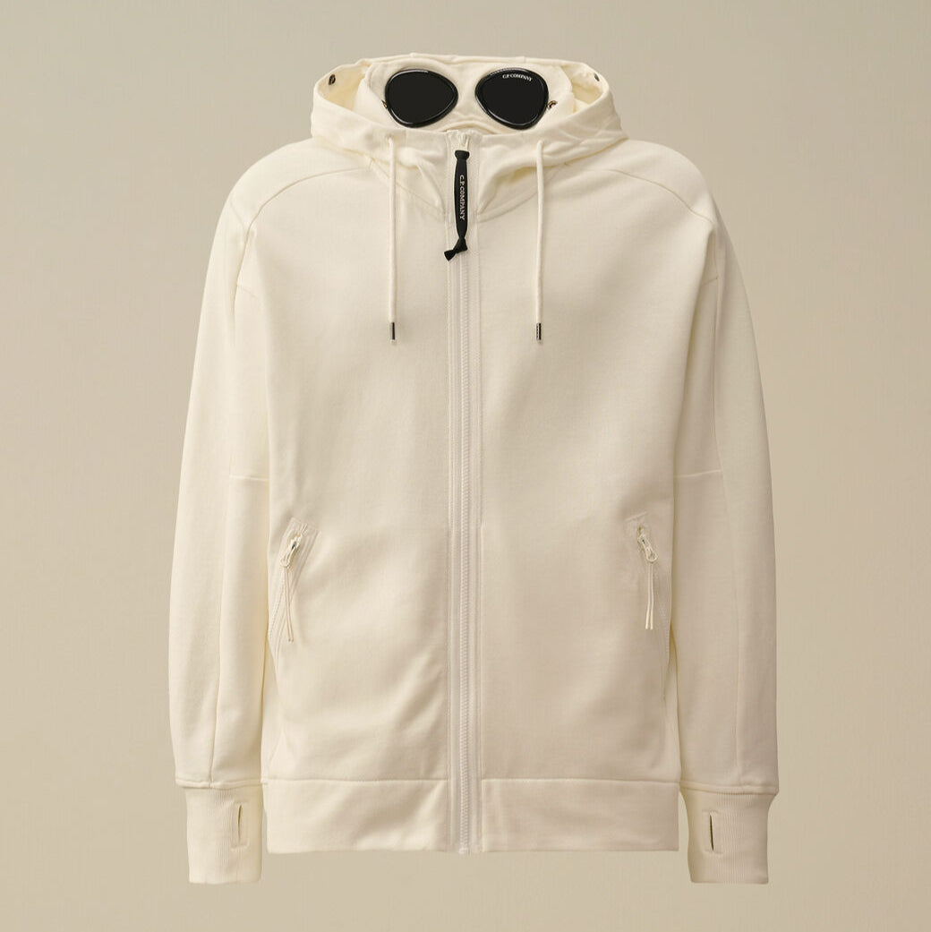 Diagonal Raised Fleece Goggle Zipped Hooded Sweatshirt C.P. Company® - Gauze White