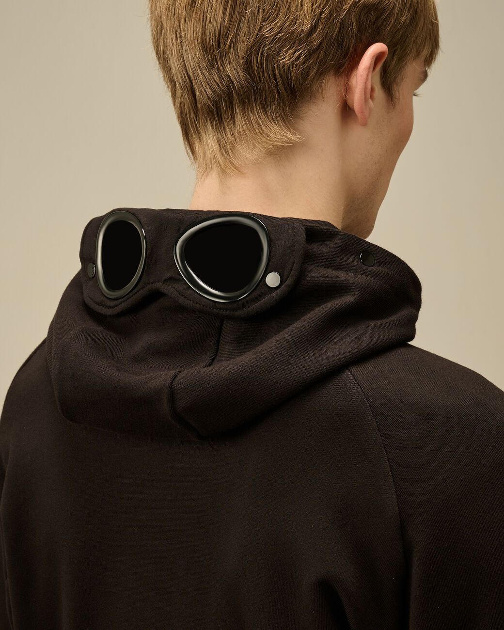 Diagonal Raised Fleece Goggle Zipped Hooded Sweatshirt C.P. Company® - Black