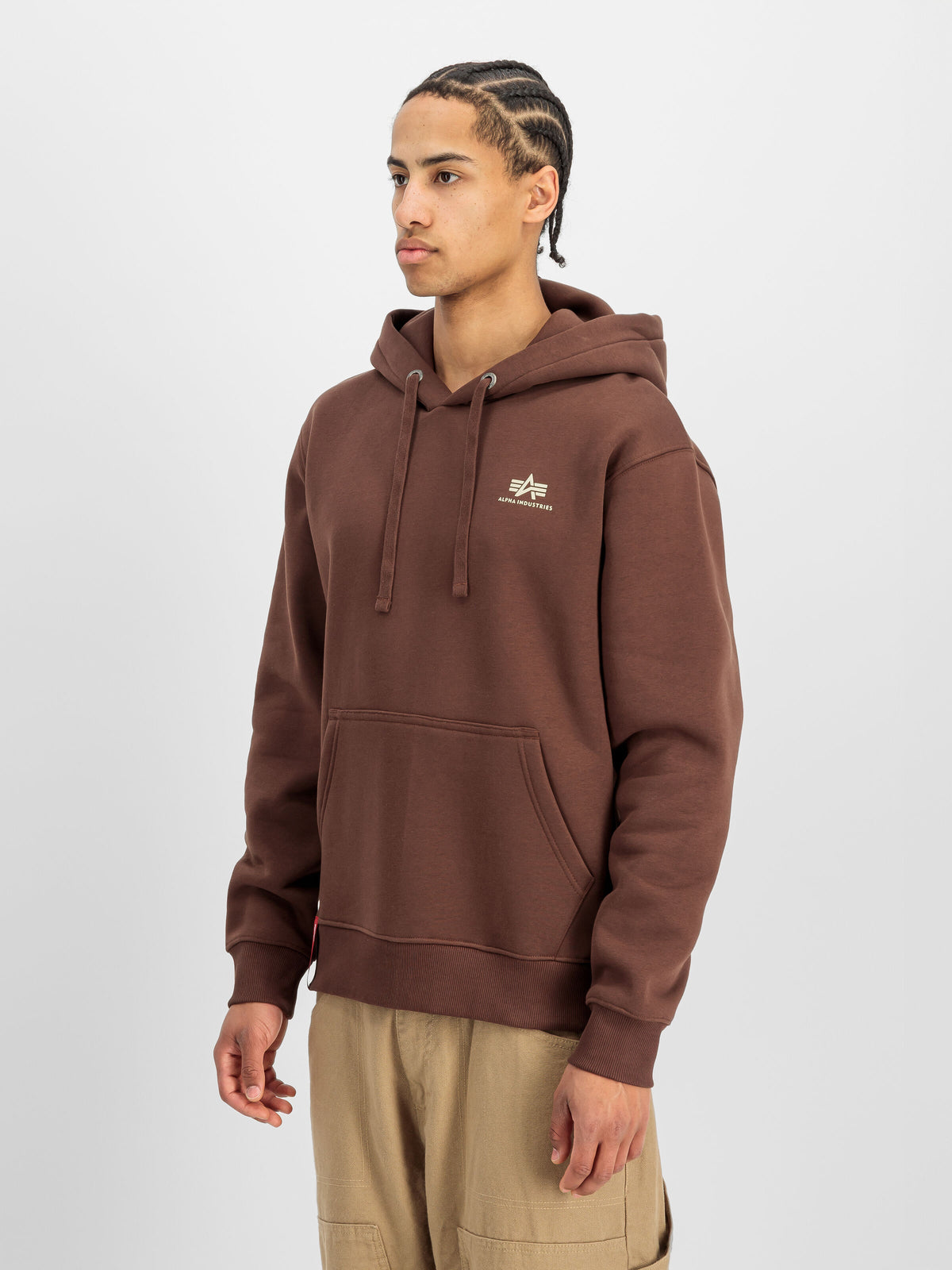 Alpha Industries – Basic Small Logo Hoodie – Powder Brown