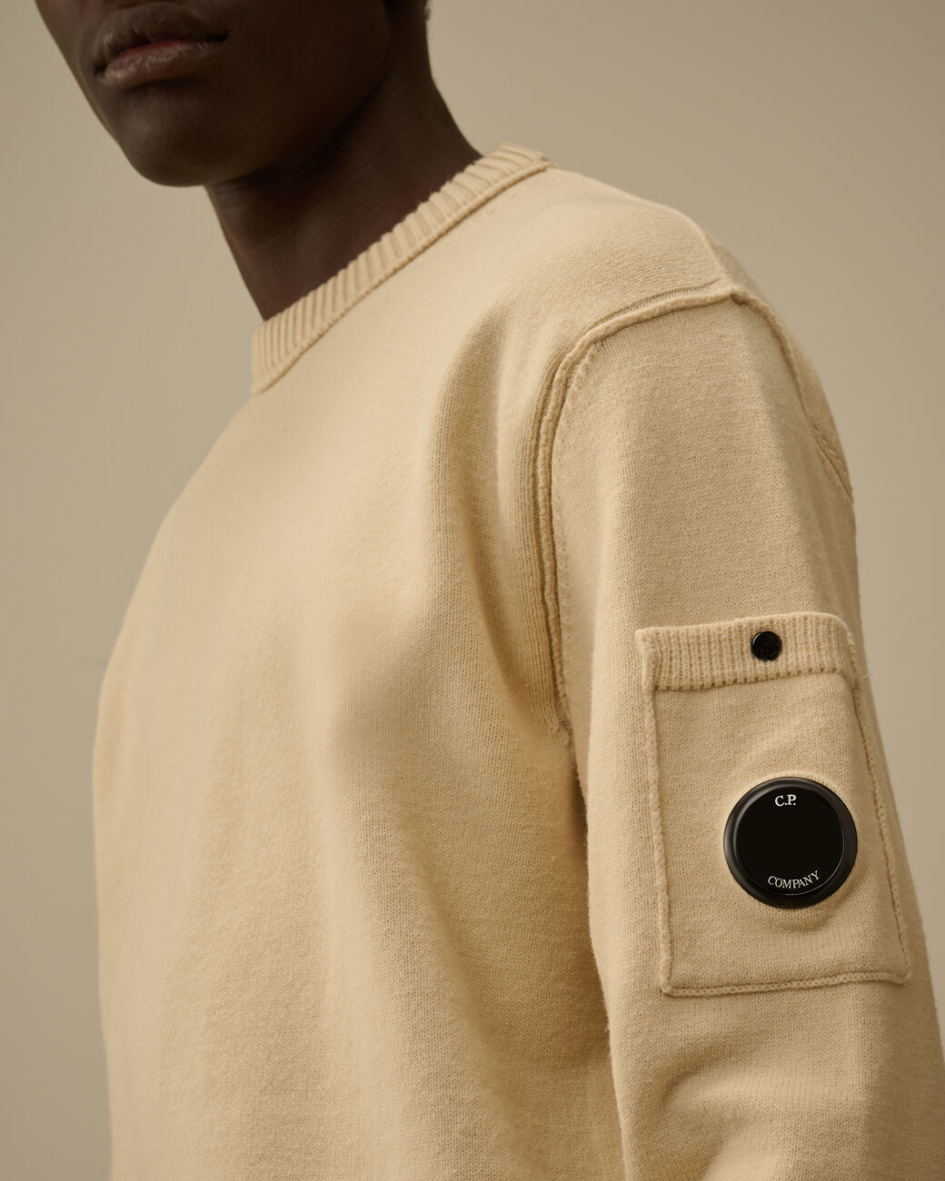 Soft Cotton Stretch Crewneck Sweater CP Company® AW25 - Pistachio Shell