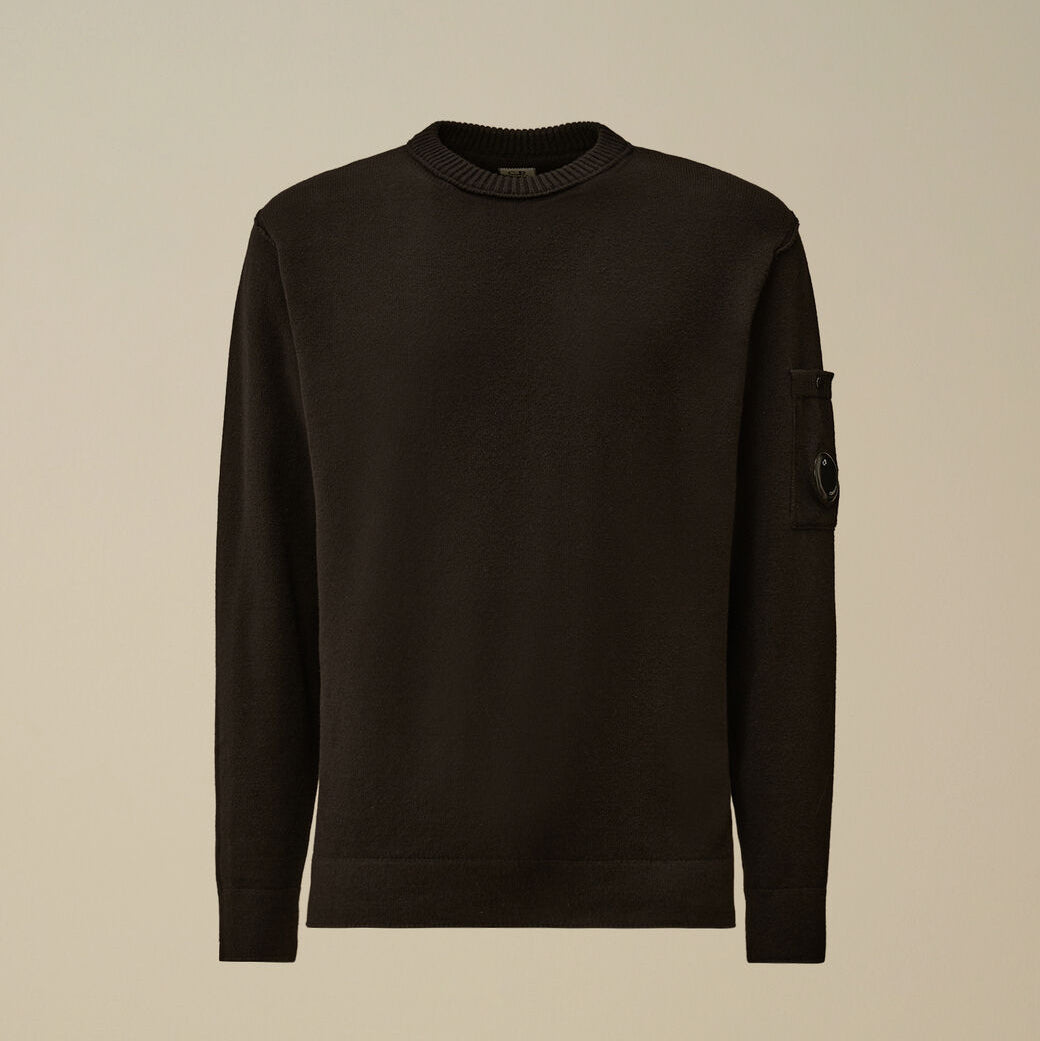 Soft Cotton Stretch Crewneck Sweater CP Company® AW25 - Black