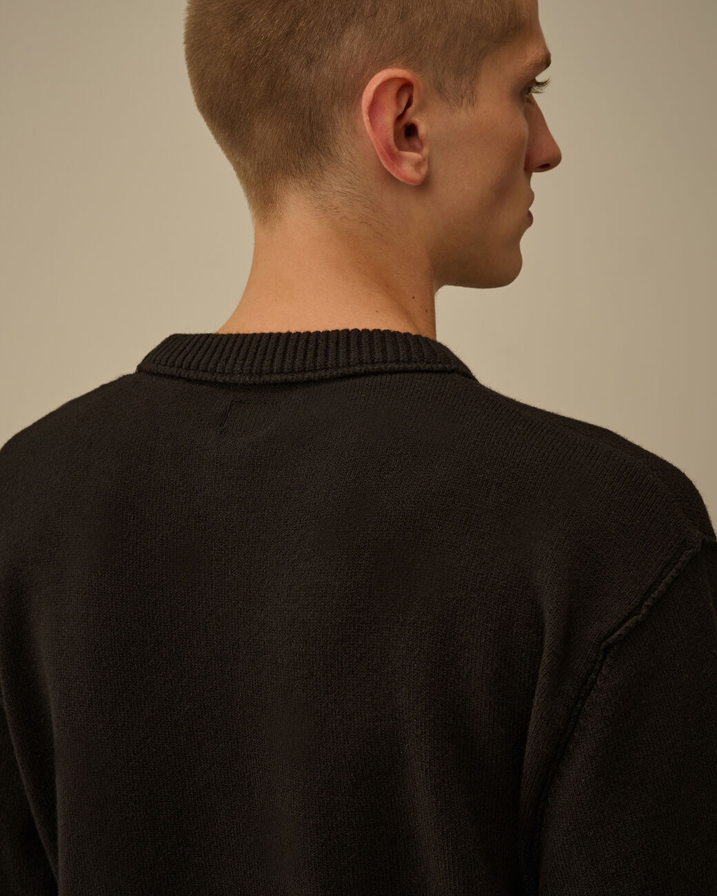 Soft Cotton Stretch Crewneck Sweater CP Company® AW25 - Black