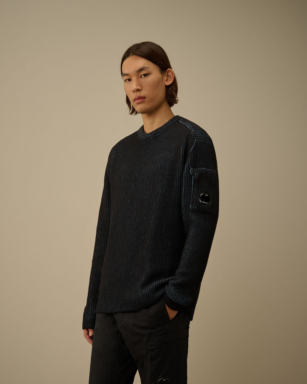 Fleece Knit Crewneck Lens Sweater CP Company® AW25 - Aegean Blue