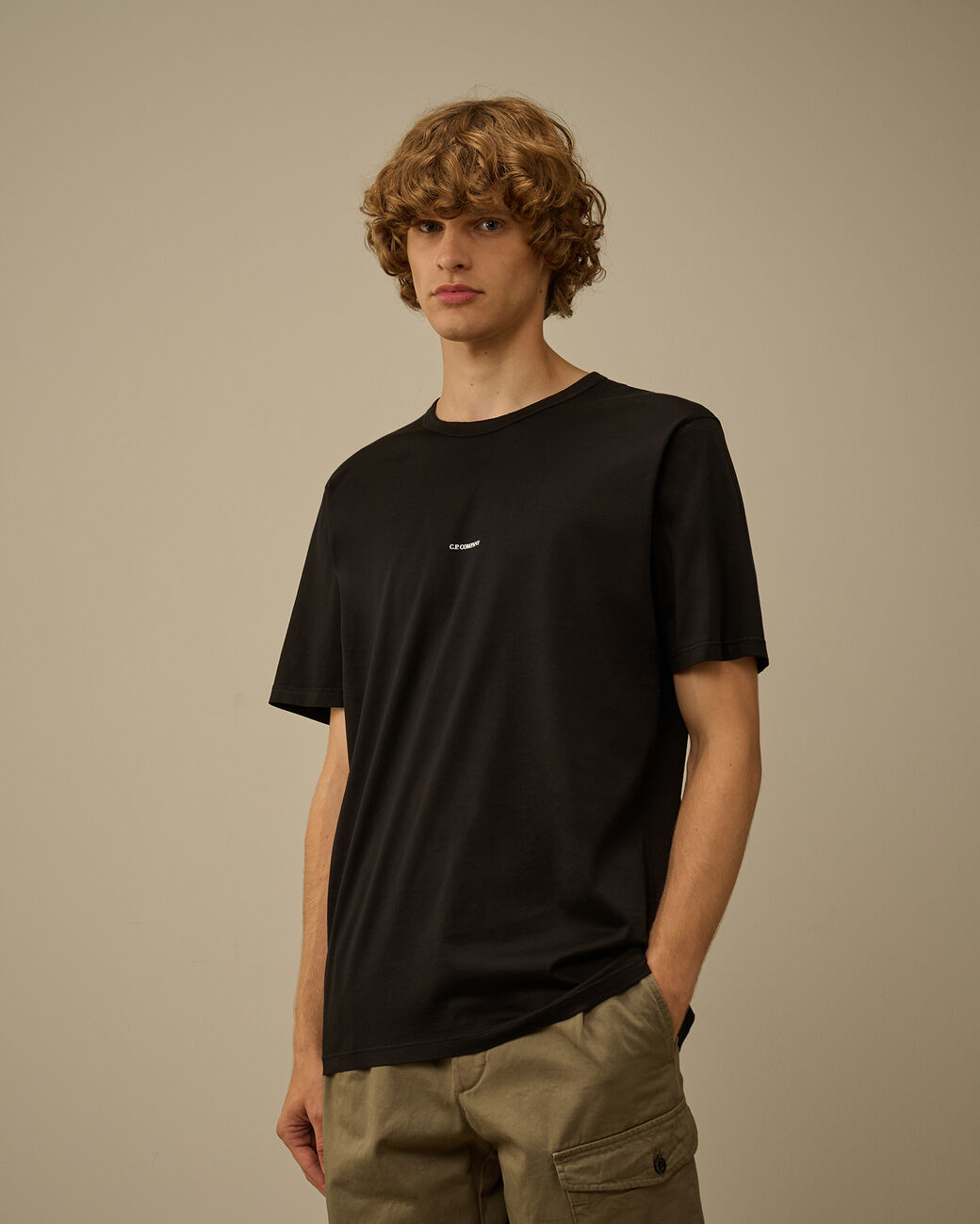 Mercerized 70/2 Jersey Gasato Short Sleeve Logo T-Shirt CP Company® AW25 - Black
