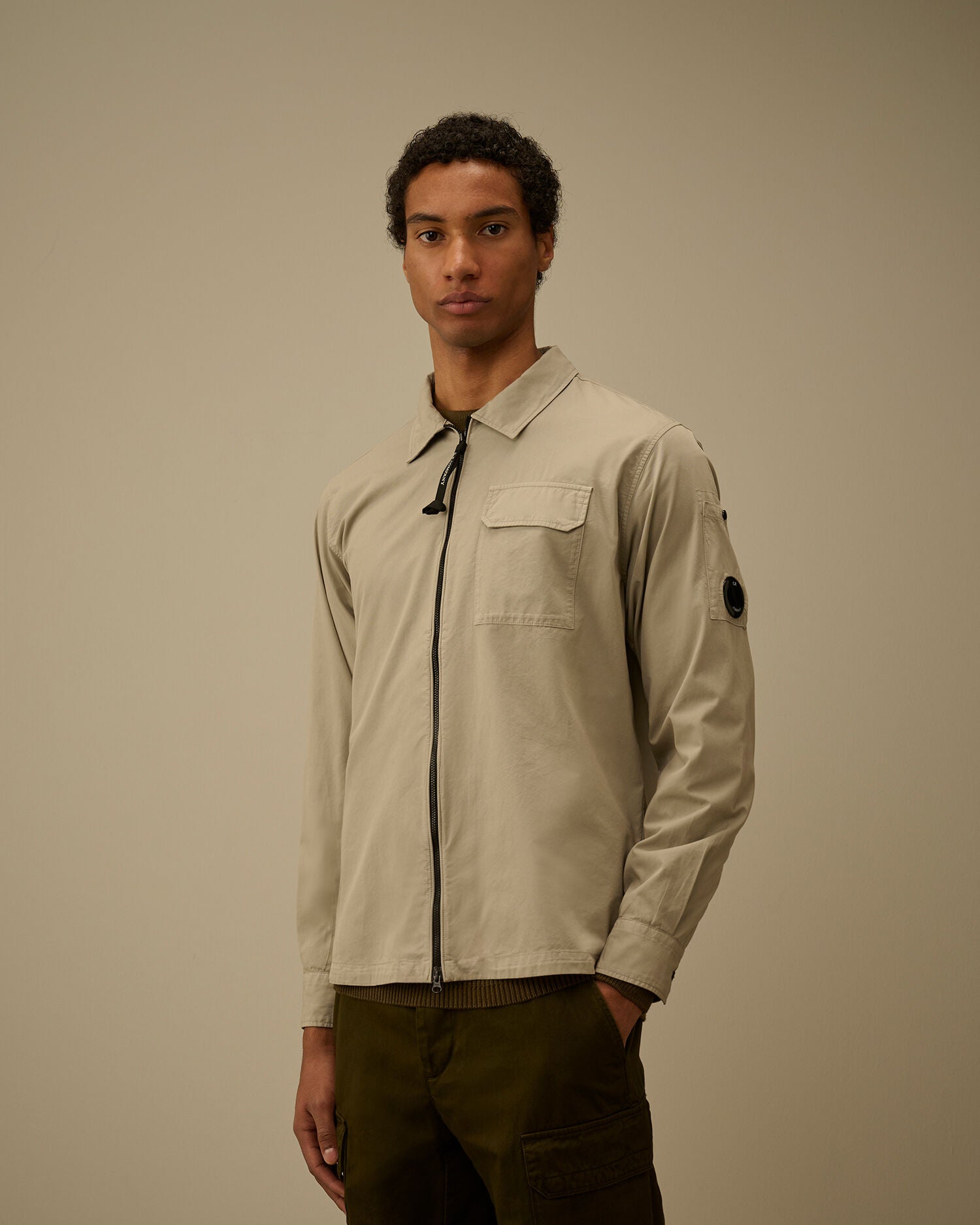 Organic Gabardine Zipped Lens Overshirt C.P. Company - Dove Grey