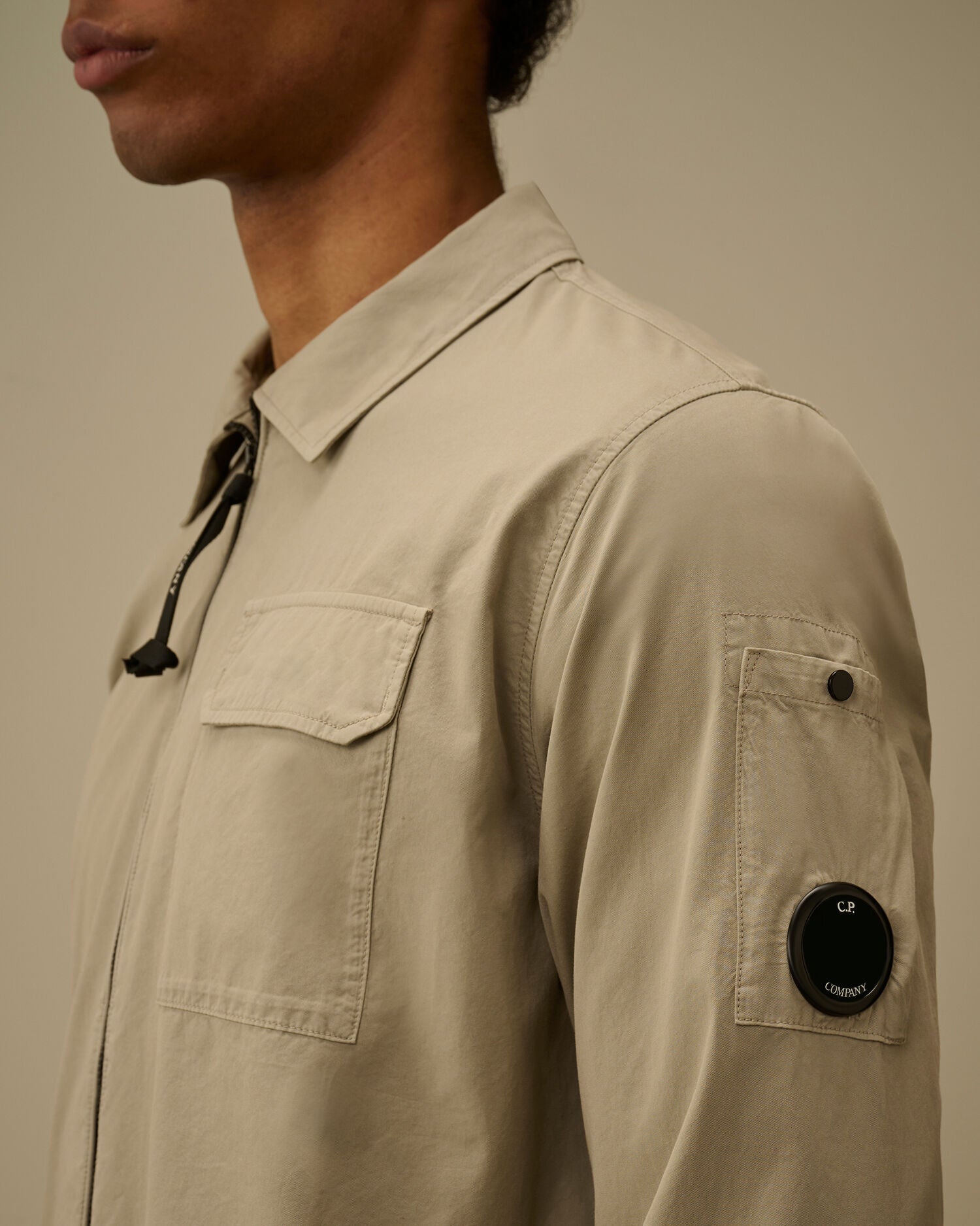 Organic Gabardine Zipped Lens Overshirt C.P. Company - Dove Grey