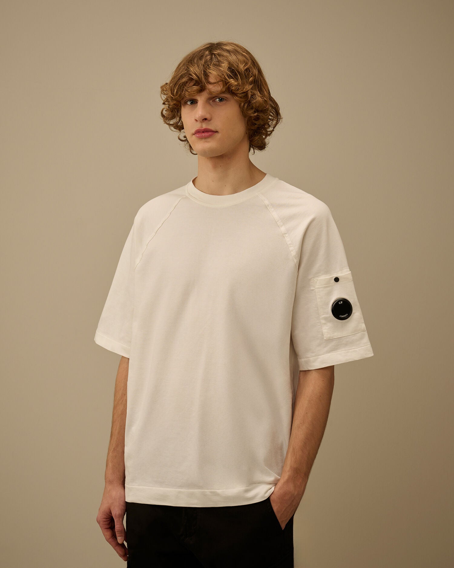 Light Fleece Short Sleeve Sweatshirt C.P. Company - Gauze White
