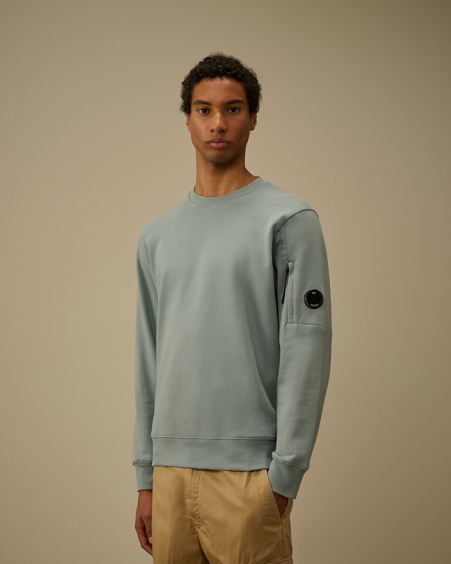 Cotton Diagonal Fleece Resist Dyed Crewneck Lens Sweatshirt C.P. Company - Silver Blue