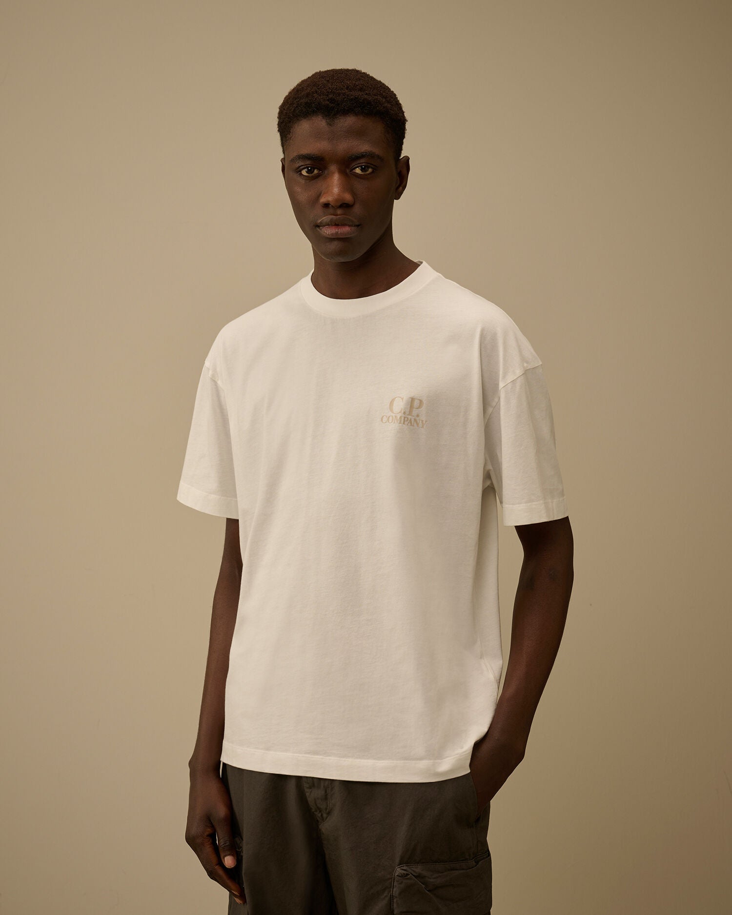 30/1 Jersey Short Sleeve Printed Graphics T-Shirt, C.P. Company - Gauze White