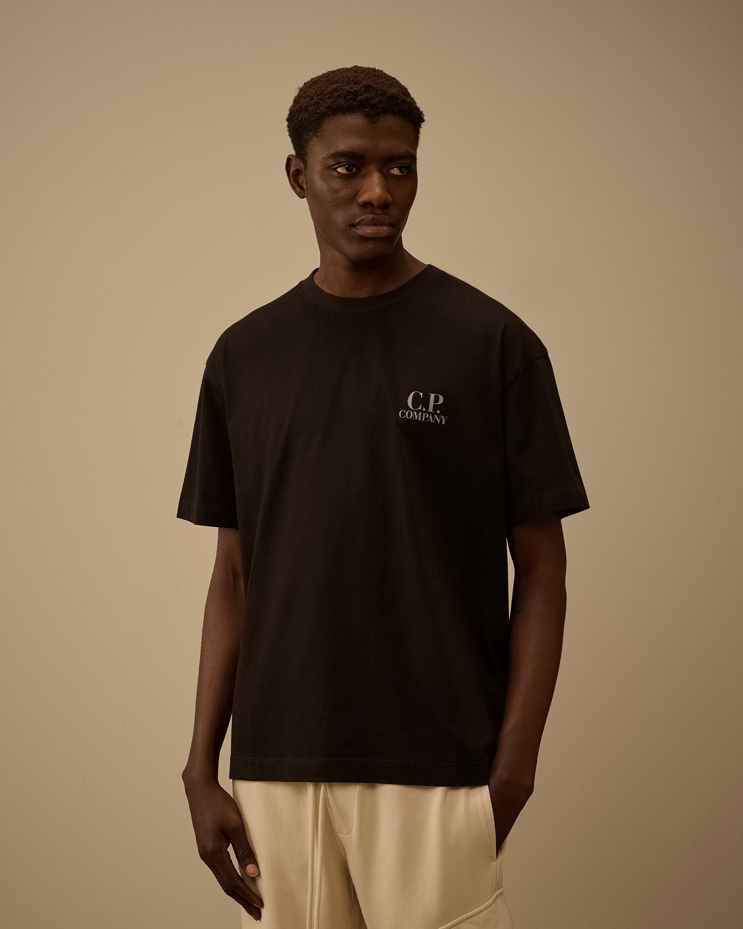 30/1 Jersey Short Sleeve Printed Graphics T-Shirt, C.P. Company - Black