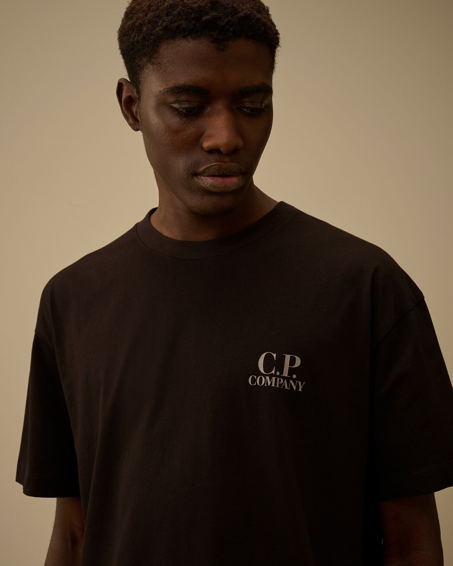 30/1 Jersey Short Sleeve Printed Graphics T-Shirt, C.P. Company - Black