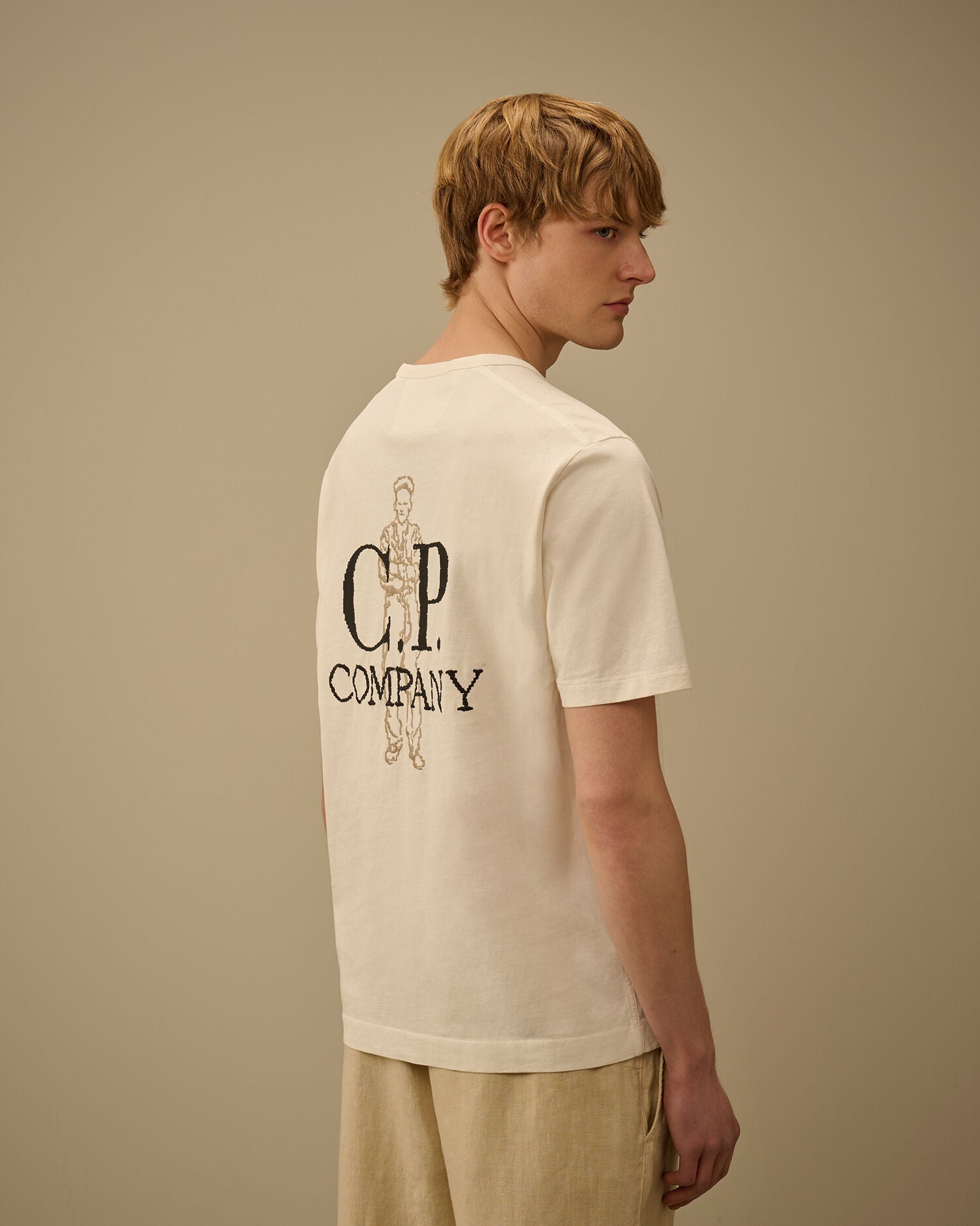 1020 Jersey Short Sleeve Embroidery T-Shirt C.P. Company - Gauze White