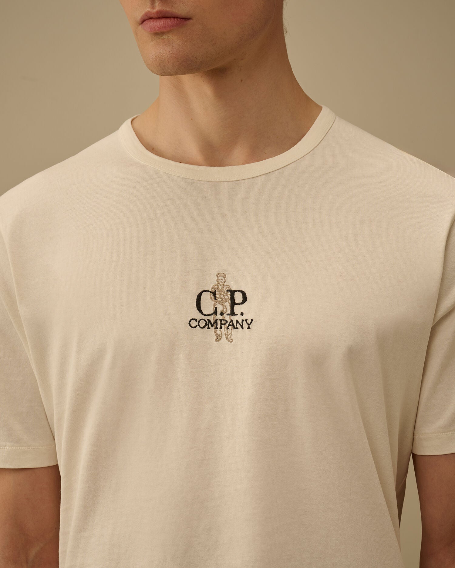 1020 Jersey Short Sleeve Embroidery T-Shirt C.P. Company - Gauze White