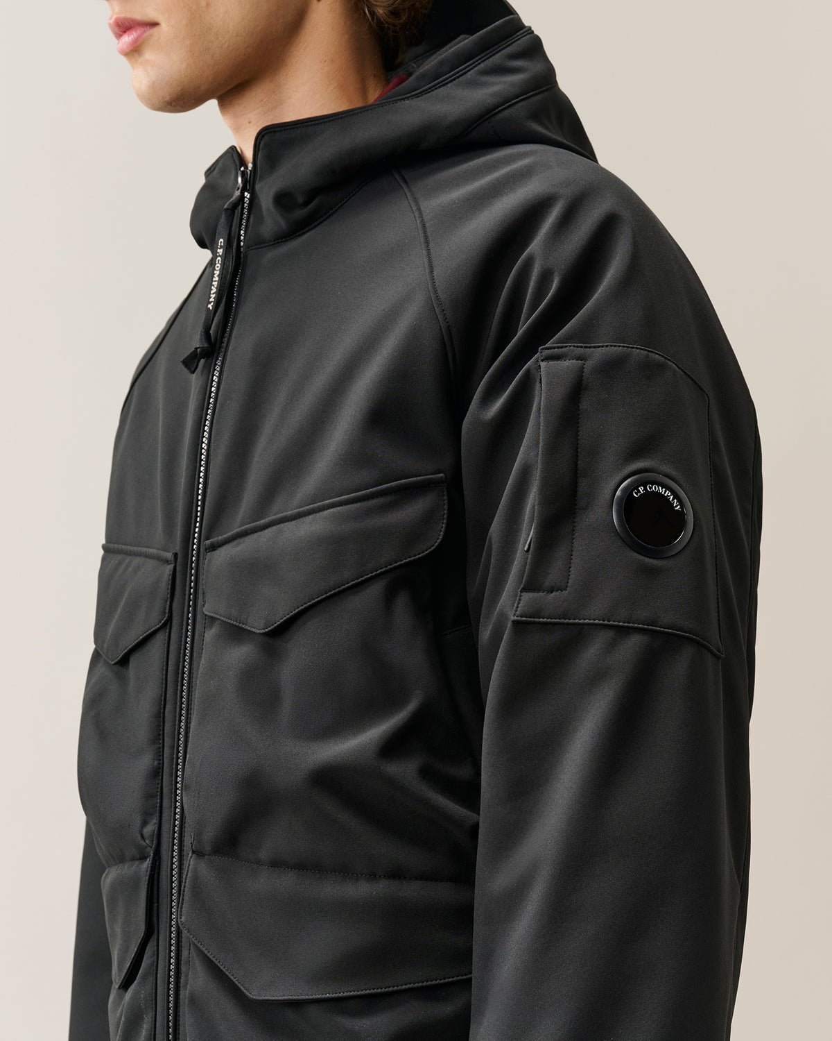 C.P. Company C.P. Shell-R Padded Hooded Lens Jacket - Black, detail 3