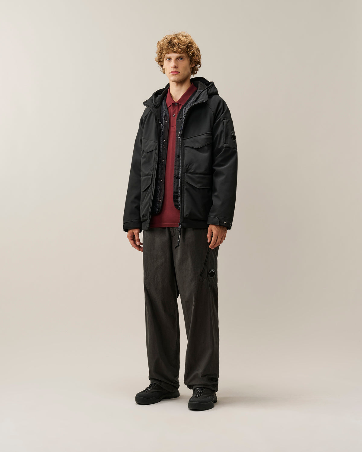C.P. Company C.P. Shell-R Padded Hooded Lens Jacket - Black, detail 6