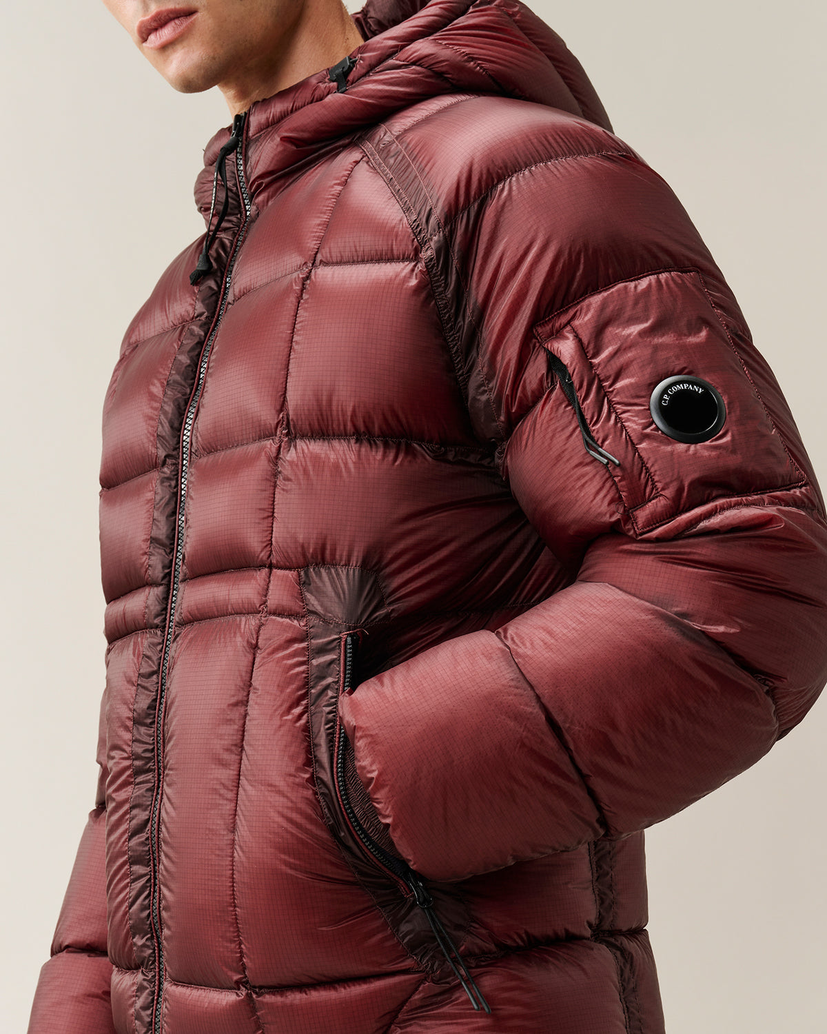C.P. Company D.D. Shell Hooded Puffer Jacket - Andorra Red, detail 3