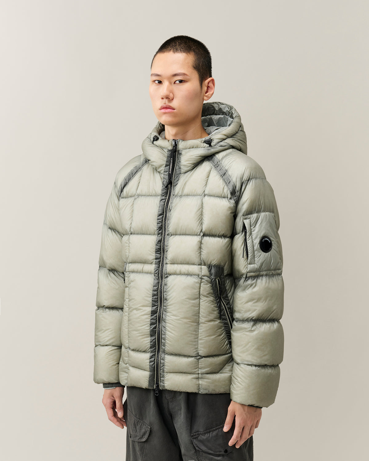 C.P. Company D.D. Shell Hooded Puffer Jacket - Flint Grey, detail 1
