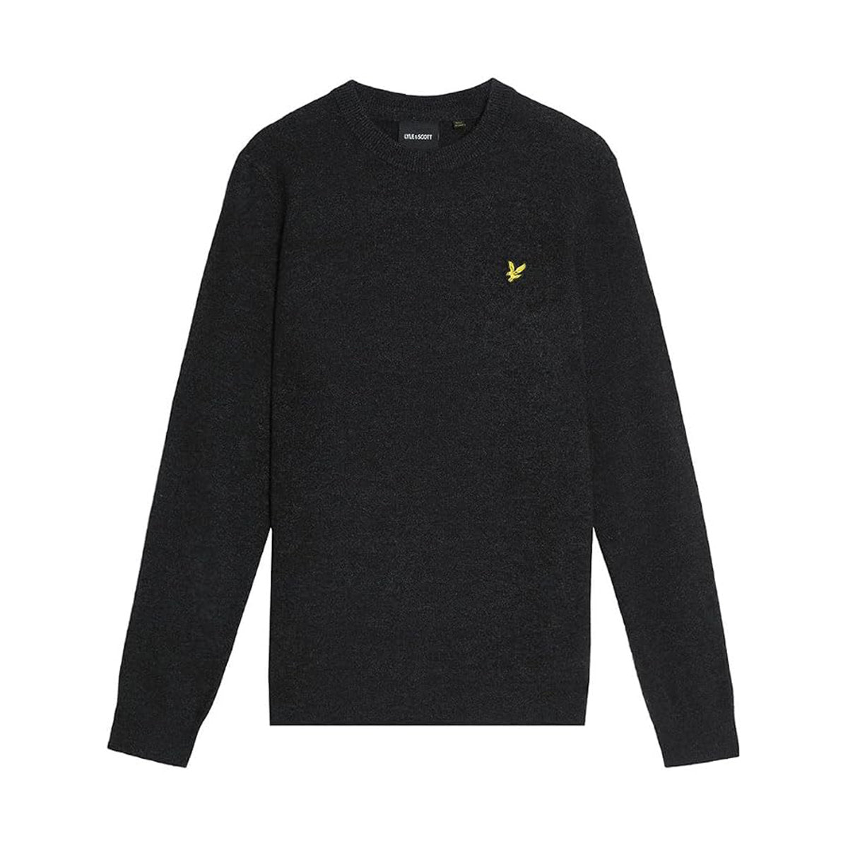 Lyle & Scott – Lambswool Blend Crew Neck Jumper – Jet Black Marl