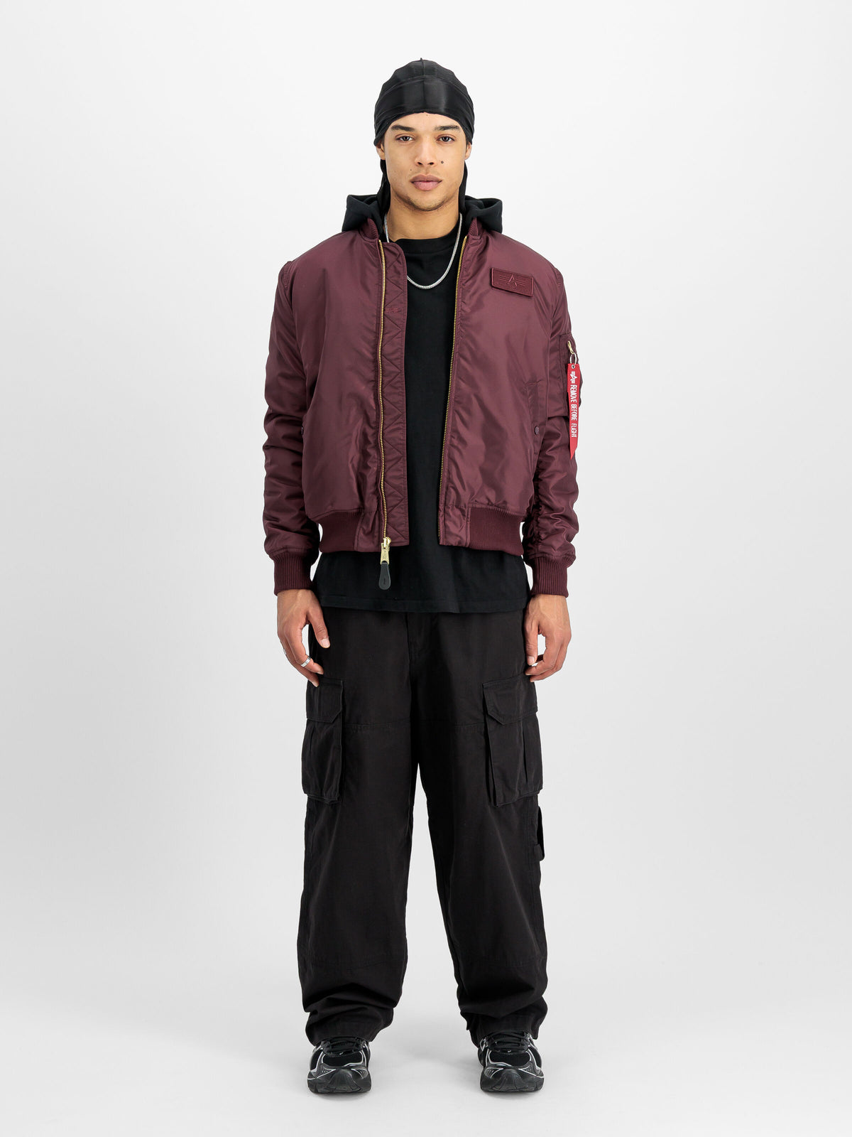 Alpha Industries – MA-1 TT Hood Two Tone Cold Weather Bomber Jacket – Dark Cherry