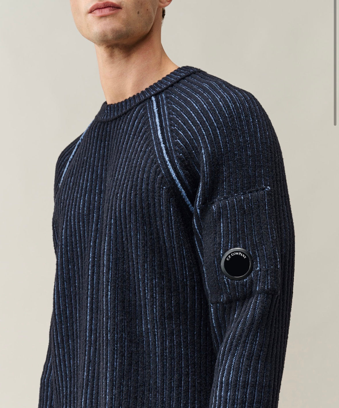 C.P. Company – Knitwear Crew Neck in Fleece Knit – Orion Blue