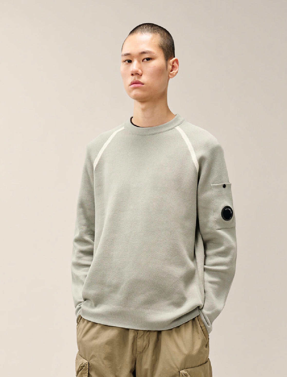 C.P. Company – Knitwear Crew Neck in Double Cotton Chenille – Flint Grey