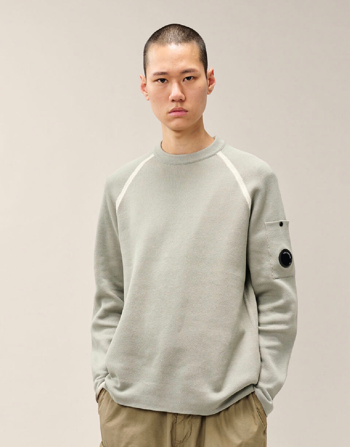 C.P. Company – Knitwear Crew Neck in Double Cotton Chenille – Flint Grey