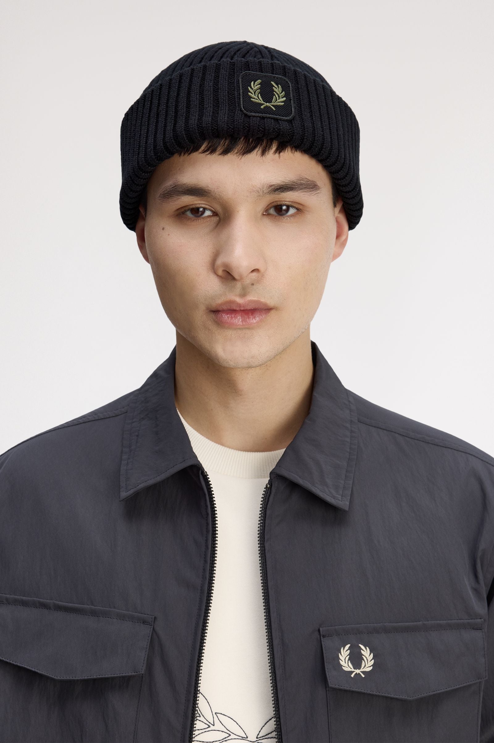 Cotton Ribbed Beanie Fred Perry AW25 - Black