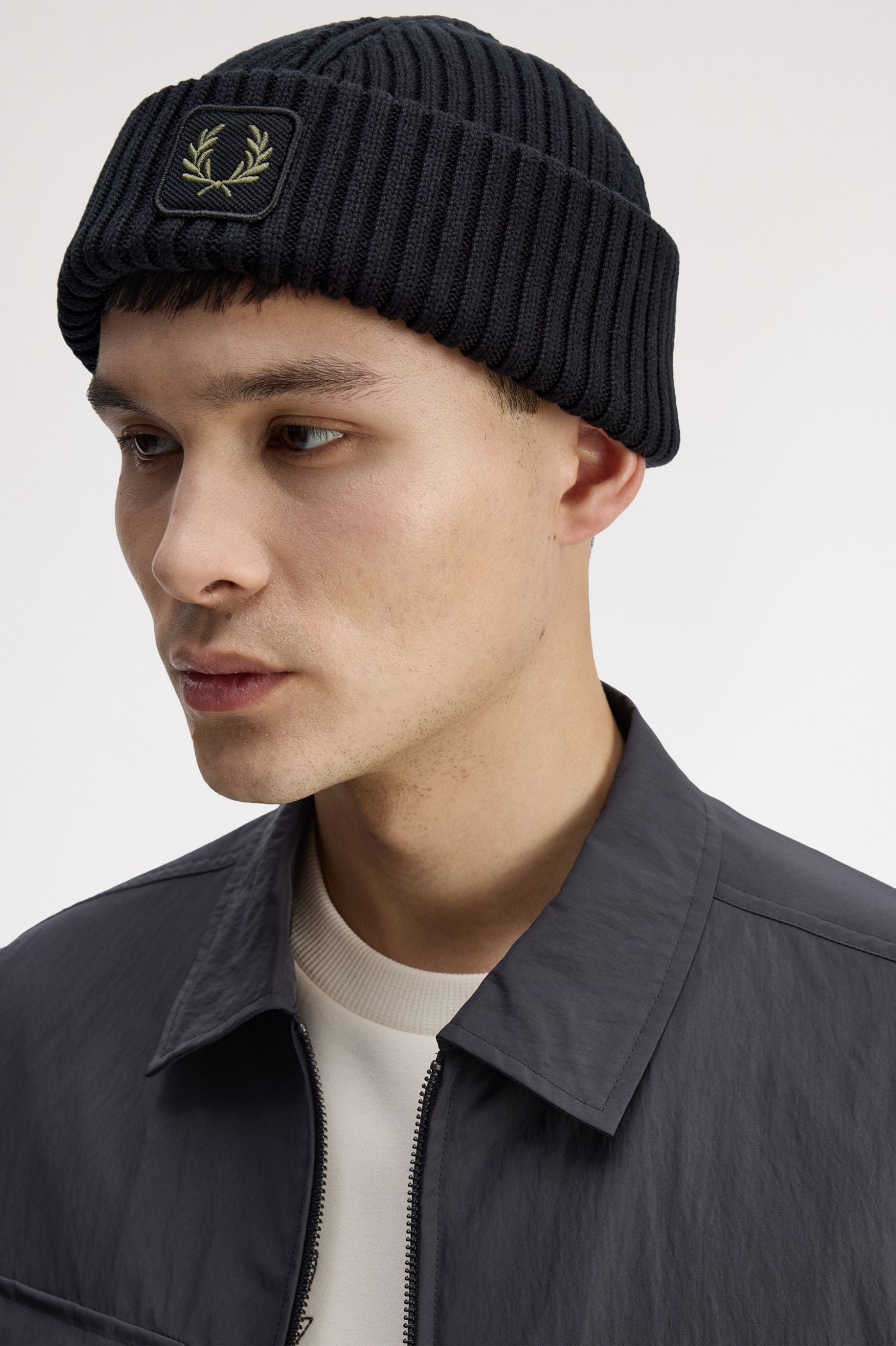 Cotton Ribbed Beanie Fred Perry AW25 - Black