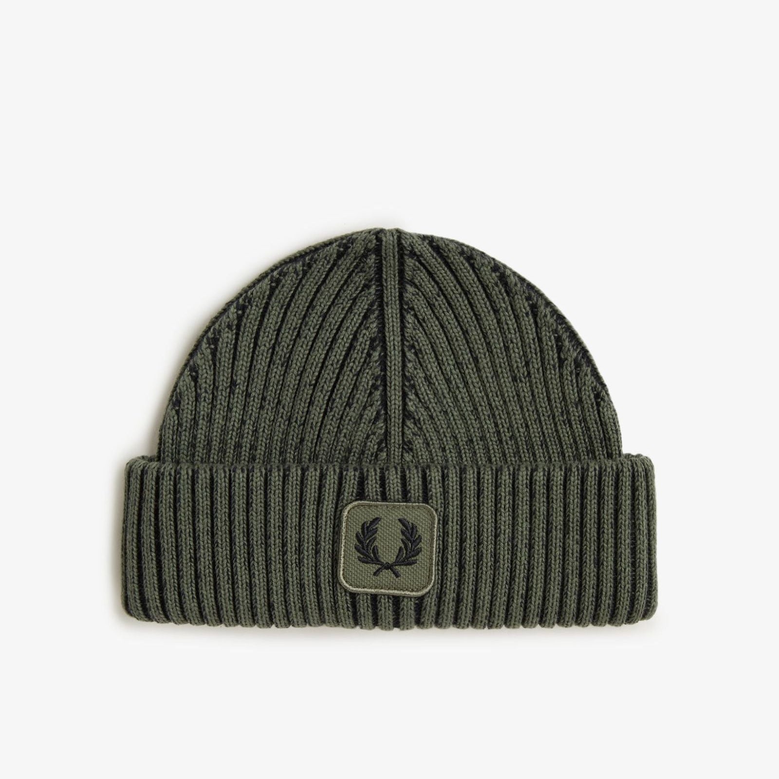 Cotton Ribbed Beanie Fred Perry AW25 - Laurel Wreath Green / Black