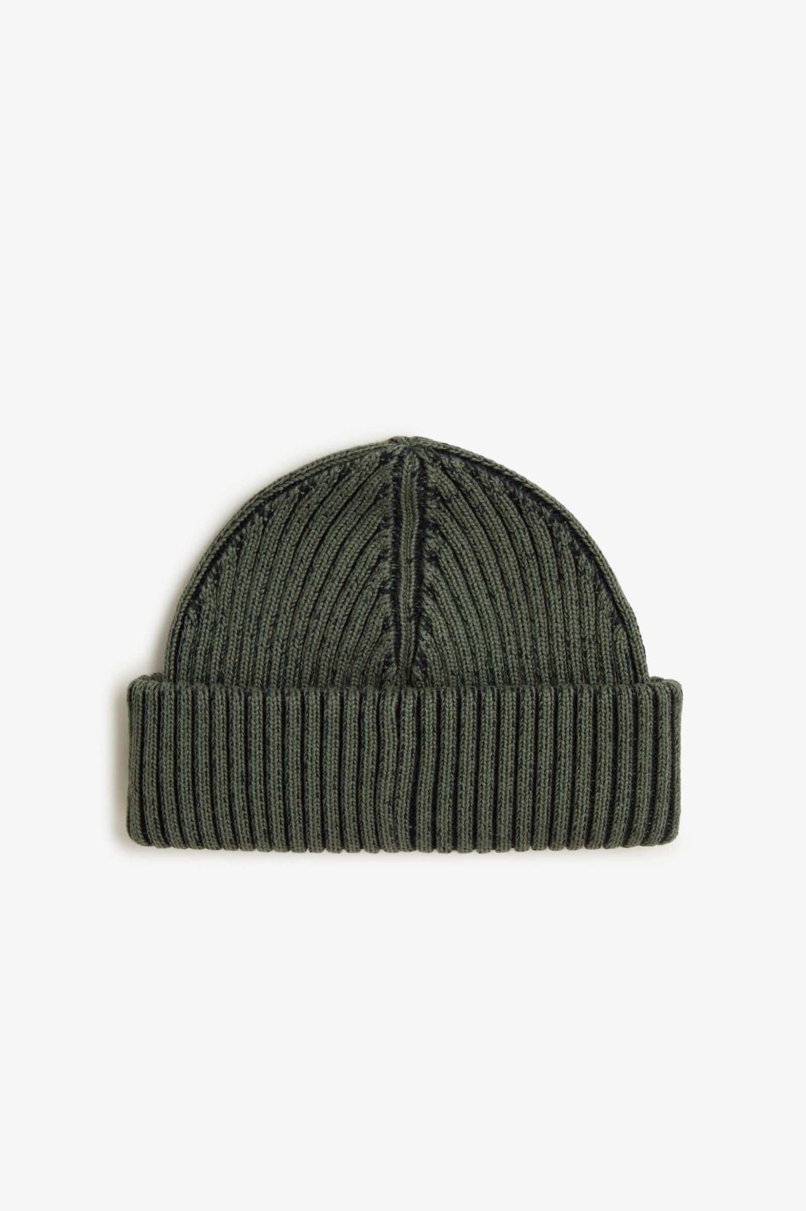 Cotton Ribbed Beanie Fred Perry AW25 - Laurel Wreath Green / Black