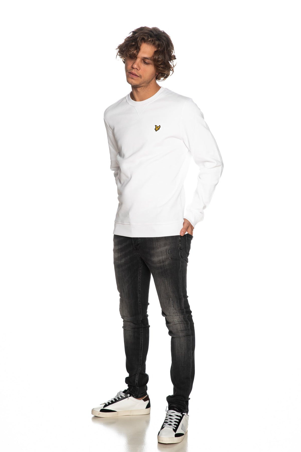 Lyle & Scott – Crew Neck Brushback Sweatshirt – White